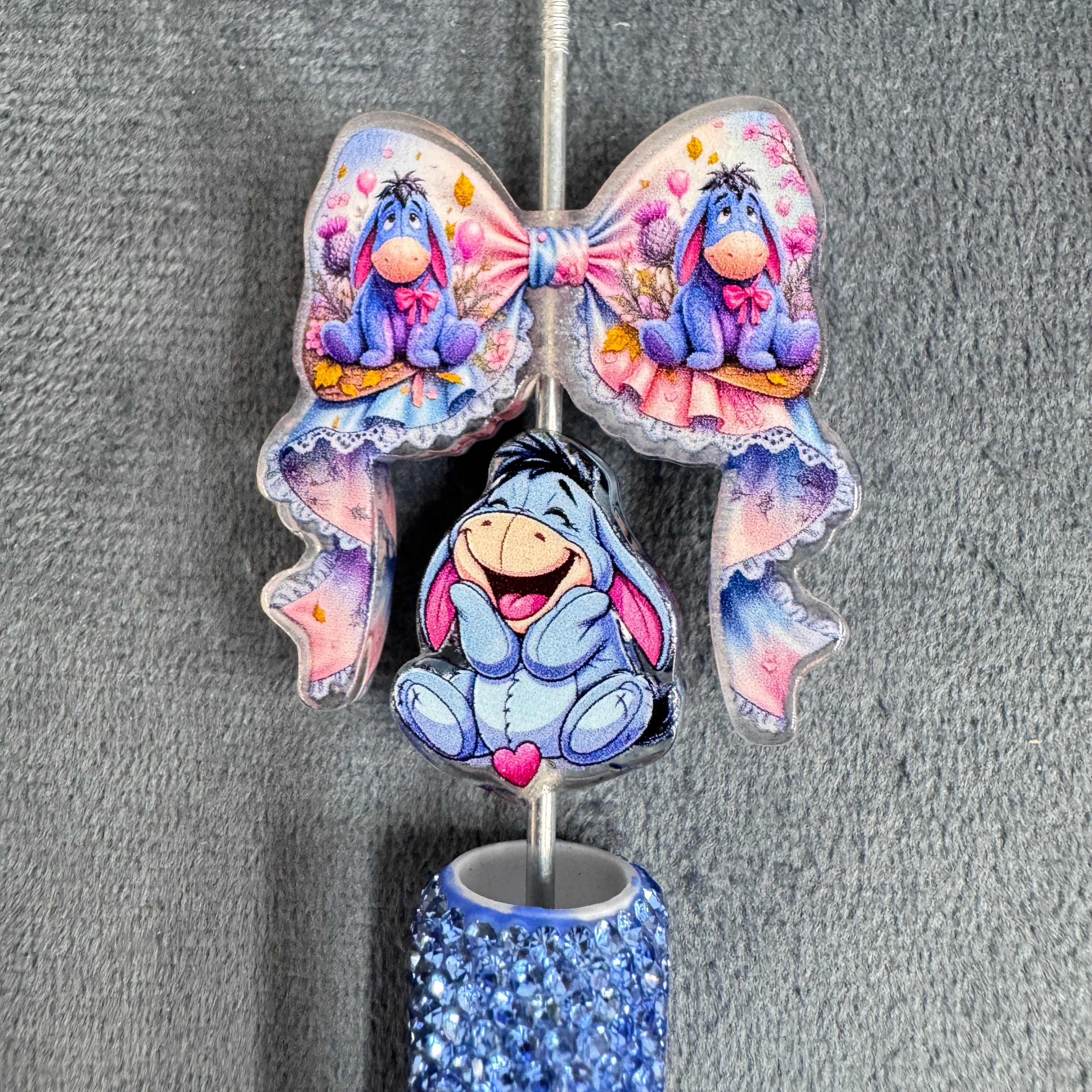Cute Purple Donkey Style Lace Bow  Acrylic Beads Bow and Decoration
