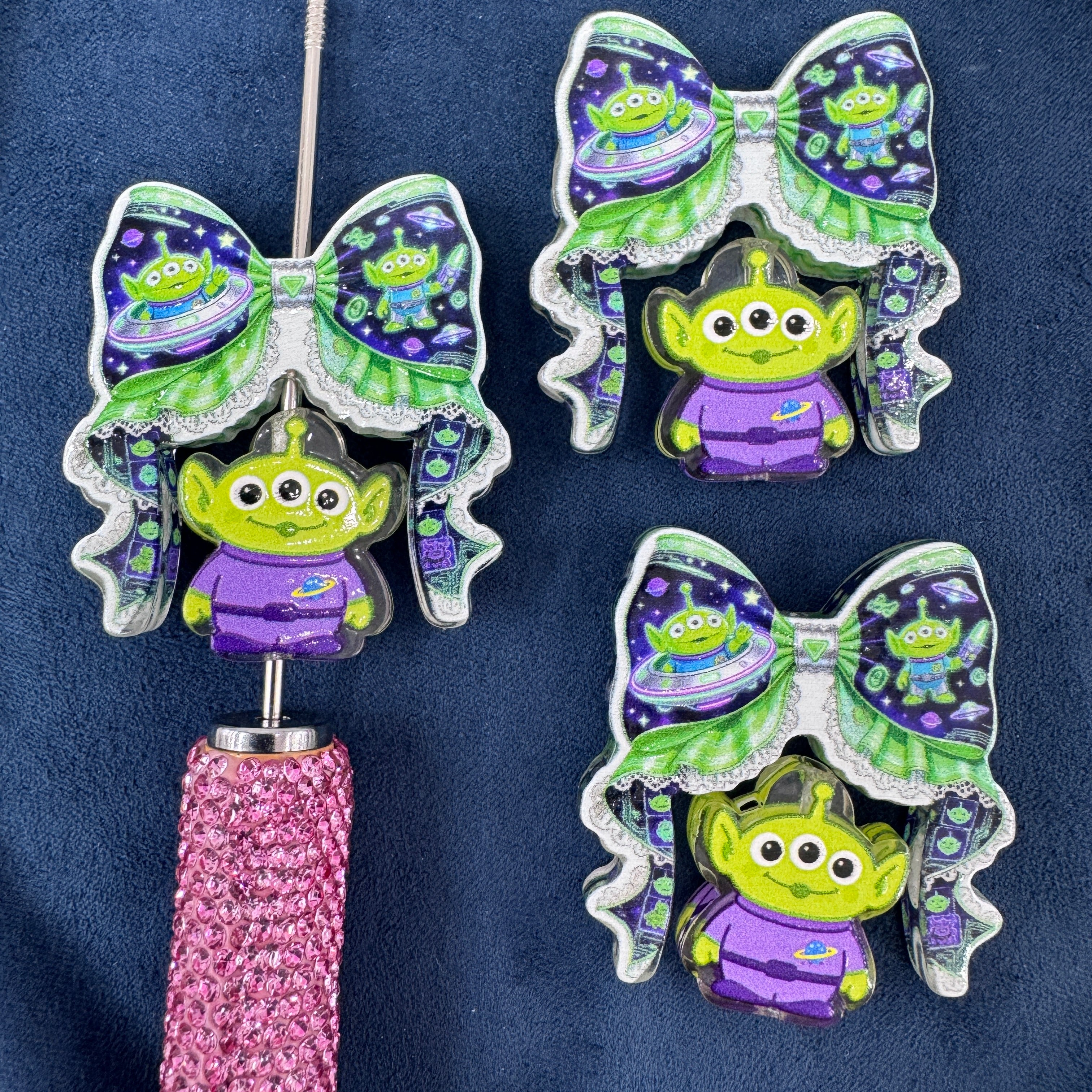 Allien Printed Bow Sets Acrylic Beads For Beadable Pens Keychain Making