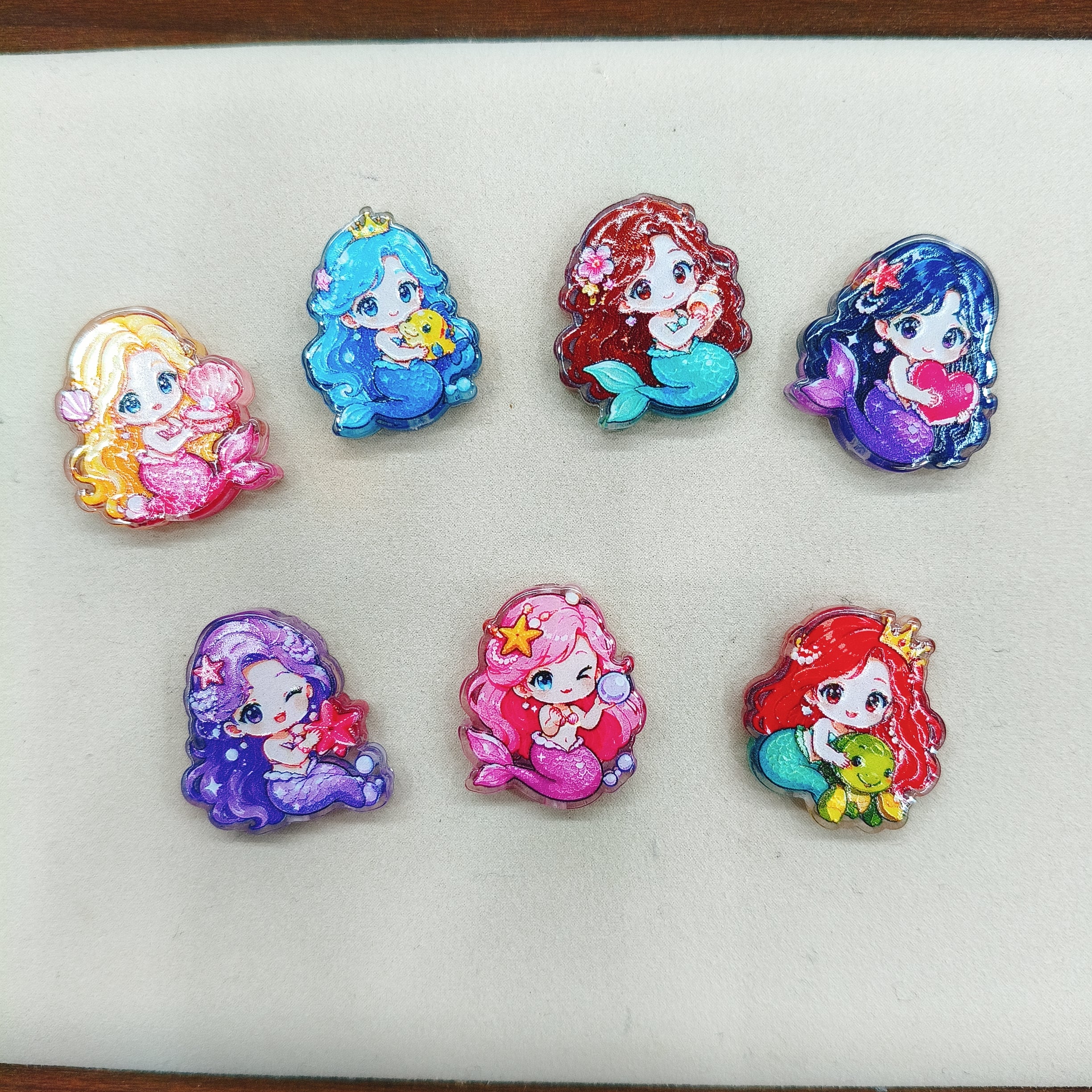 Cute Cartoon Ocean Mermaid Acrylic Focal Bead For Pen Toppers Random Mix
