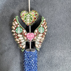 Coffee Brand Heart‑Wings Acrylic Beads As Picture Shows