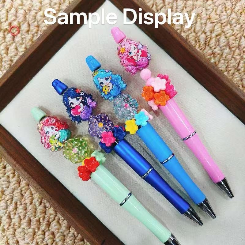 Cute Cartoon Ocean Mermaid Acrylic Focal Bead For Pen Toppers Random Mix