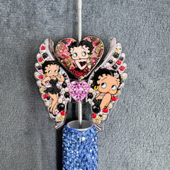 Sweet Old Girl Character Heart‑Wings Acrylic Beads