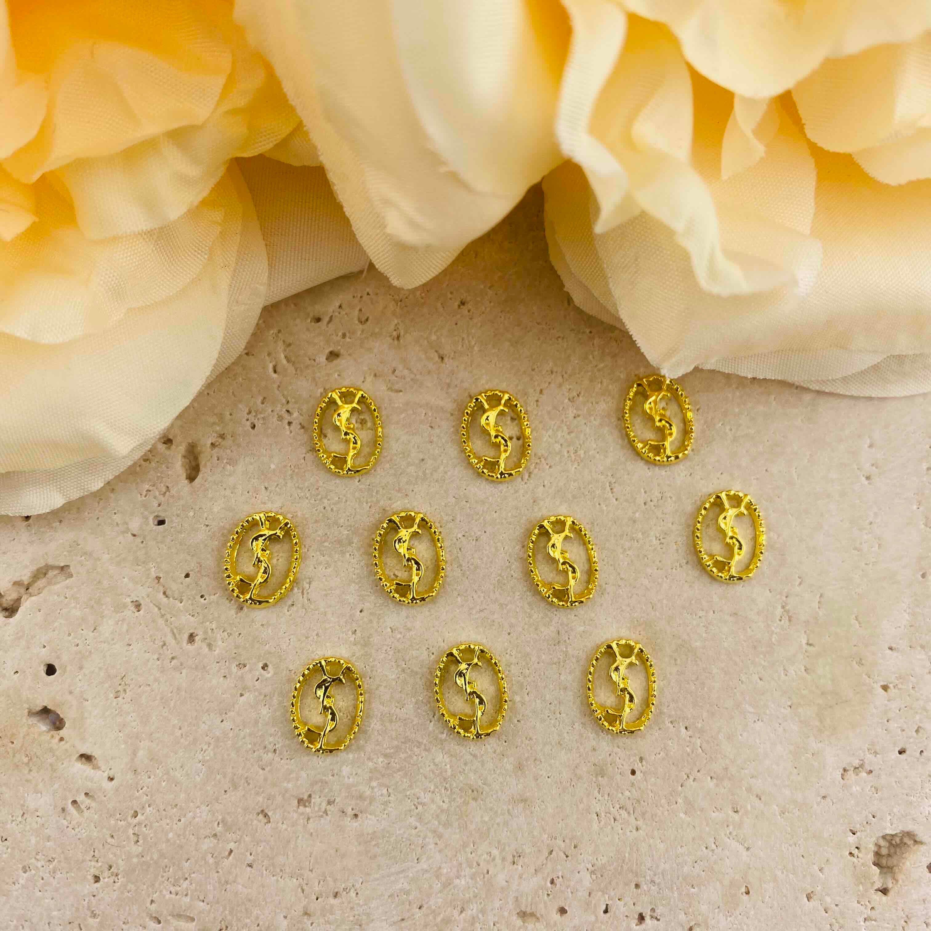 FS4721-  7mmYSL Round Metal Nail Charms