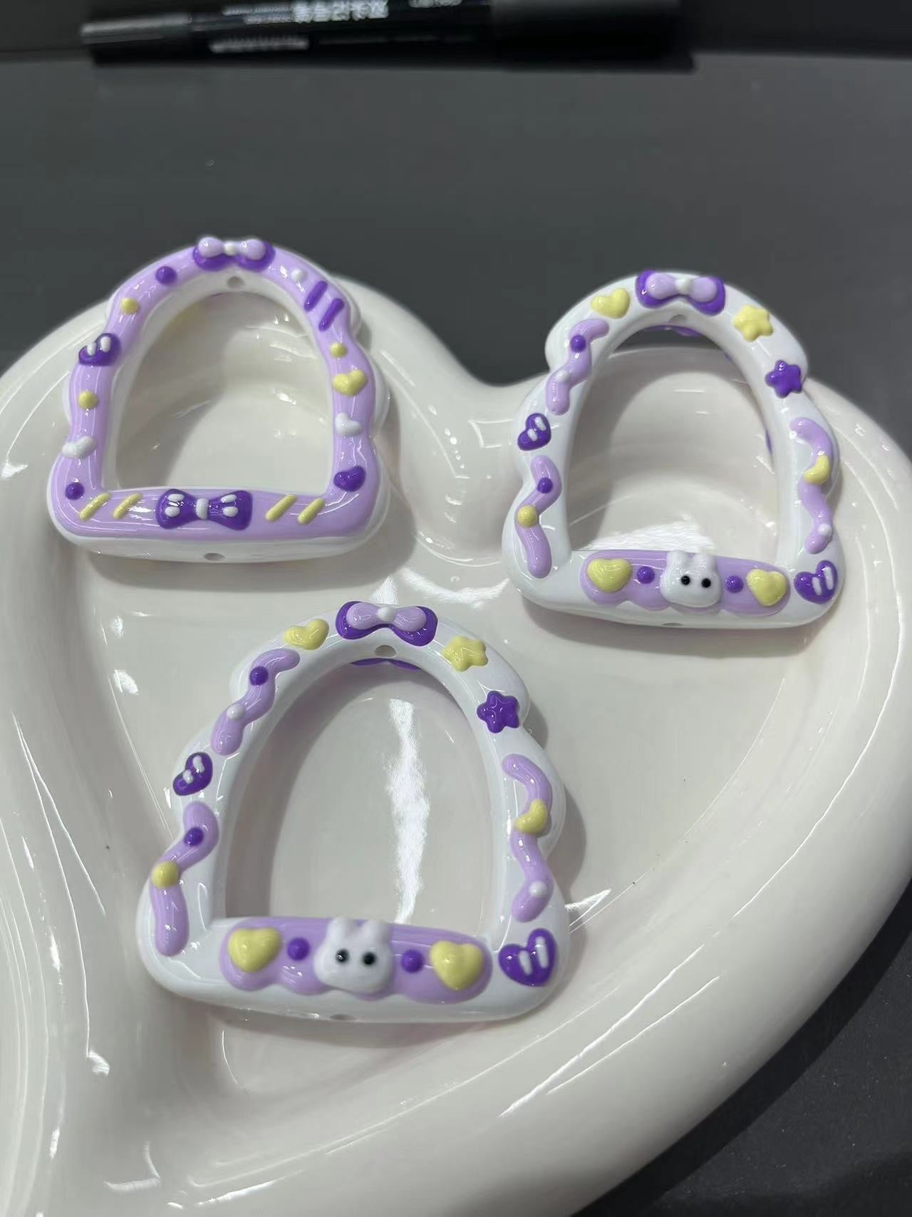 FS2463-Purple Printed Bead Frame Acrylic Beads Fit For Beadable Pens