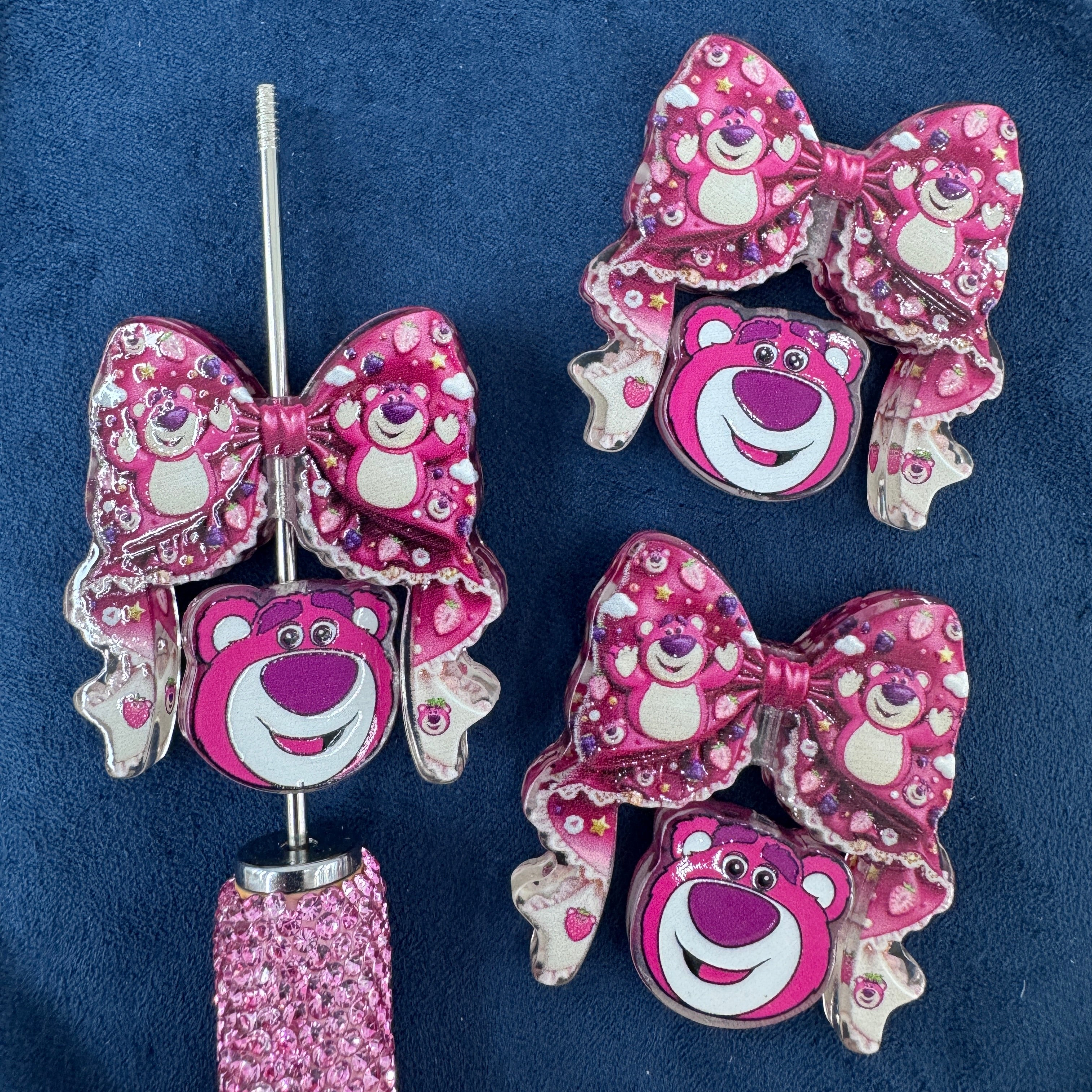 Care Bear Bow Printed Acrylic Beads For Making Keychain Beadable Pens Making