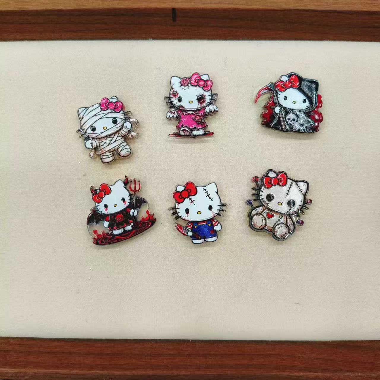Dark Zombie‑Style Cute Cat  Acrylic Focal Beads,For Pen Toppers,Random Mix