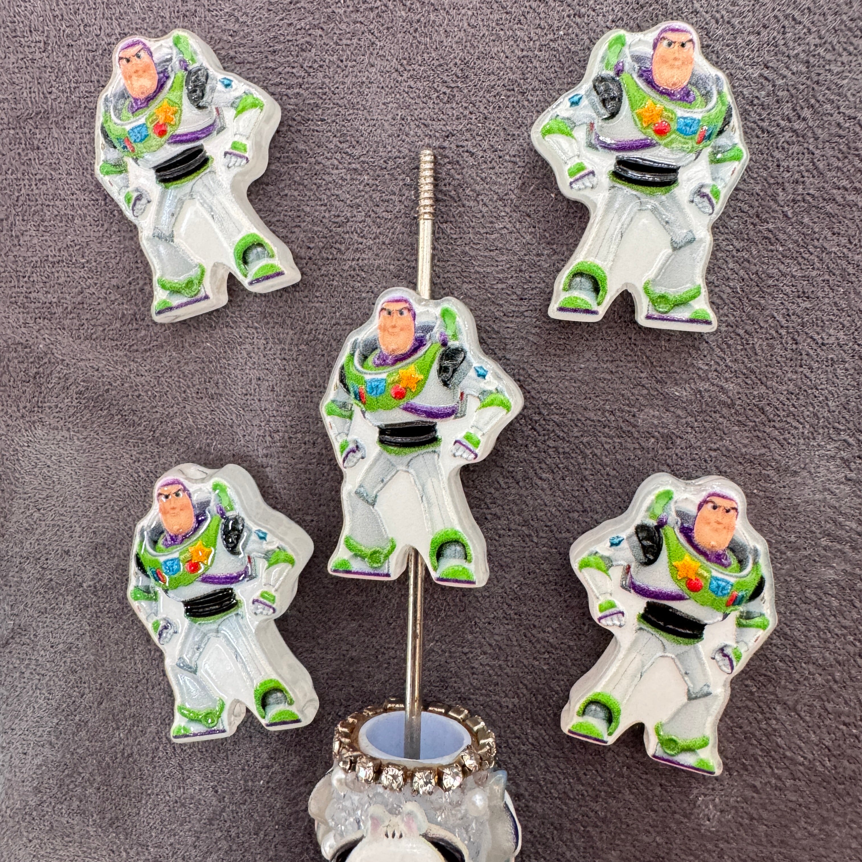 Acrylic Beads Toy Adventure Character Space Astronaut with Green Purple Suit Print Acrylic Focal Beads