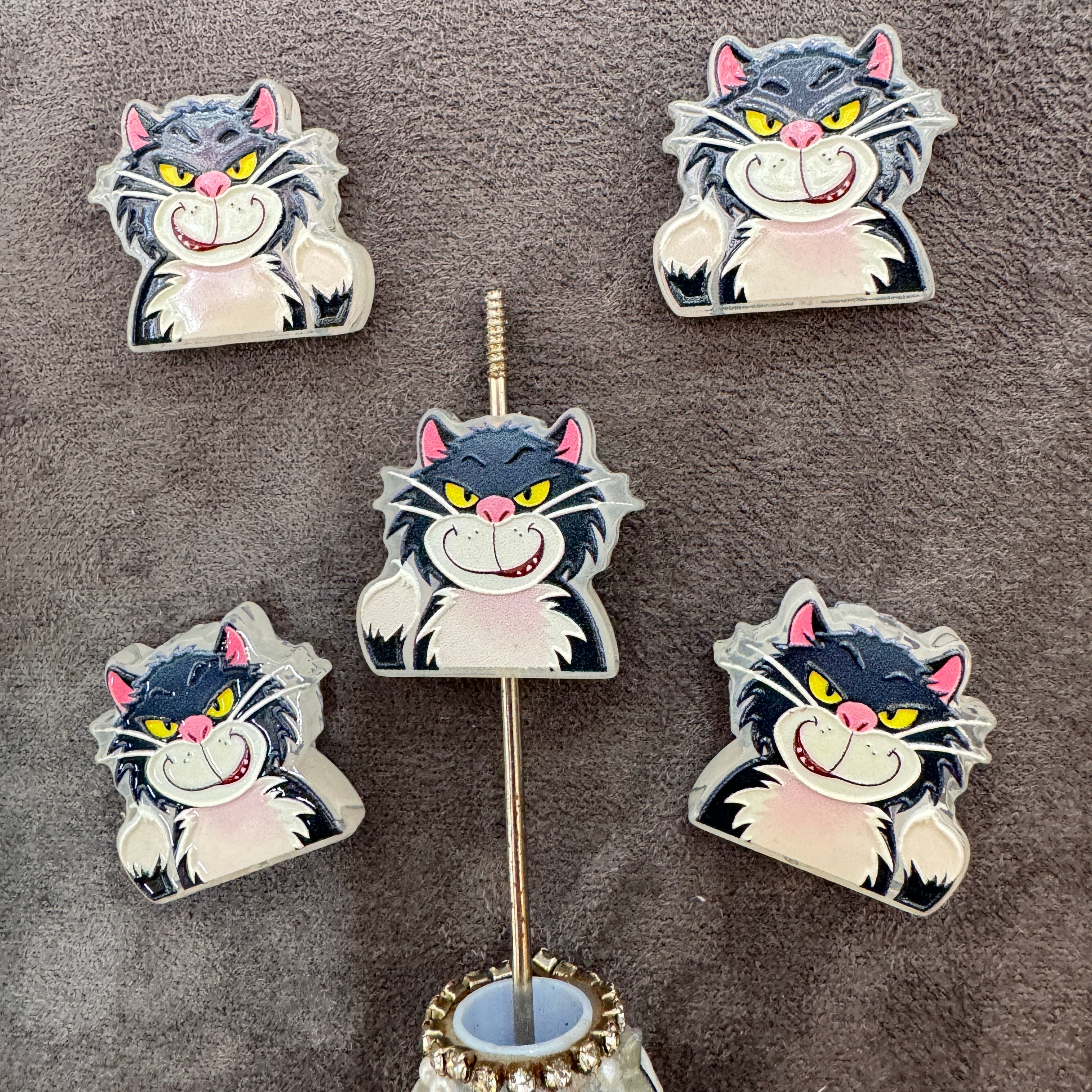 Sly Cartoon Black Cat Printed Acrylic Focal Beads