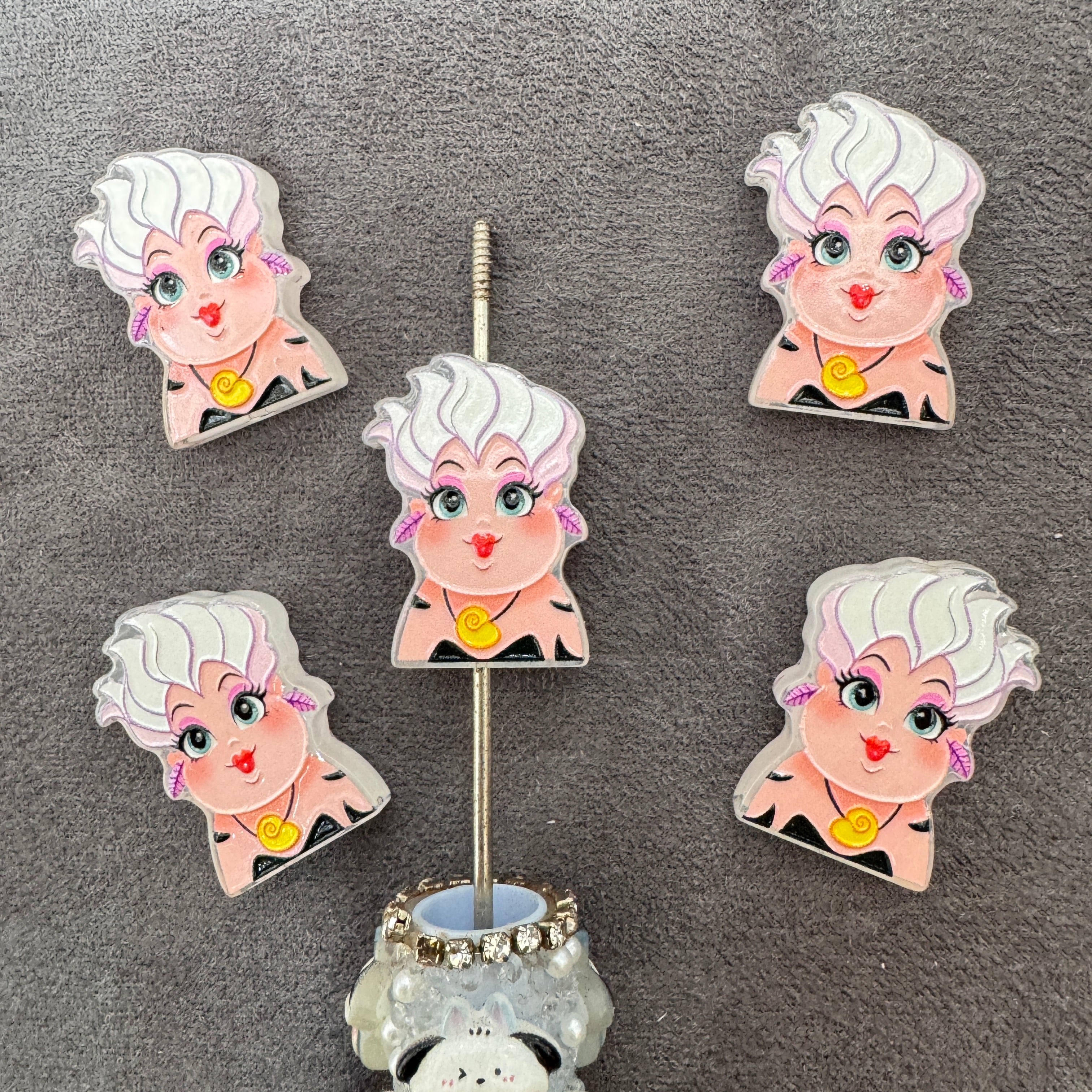 White‑Haired Cartoon Sea Witch Acrylic Focal Beads