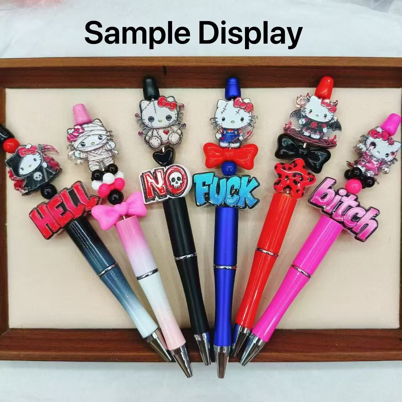 Dark Zombie‑Style Cute Cat  Acrylic Focal Beads,For Pen Toppers,Random Mix