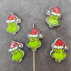 Green Monster Christmas Santa Hat Acrylic Focal Beads