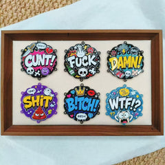 Street‑Graffiti Edgy Acrylic Beads,Wavy Edged Flat Round Shape,Random Mix