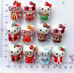 Acrylic Beads 3D UV Coating Vivid Cute Adorable Cat Character,Christmas Style,Random Mix