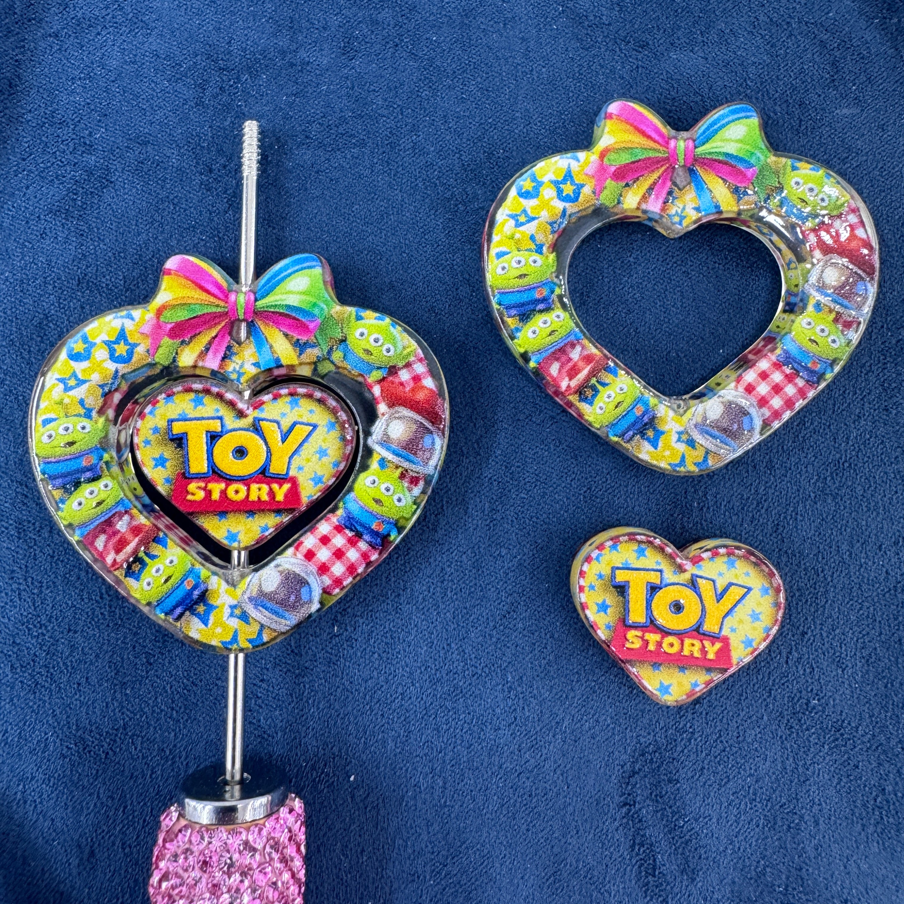 Toy Story Printed Heart Acrylic Beads For Beadable Pens Keychain Making