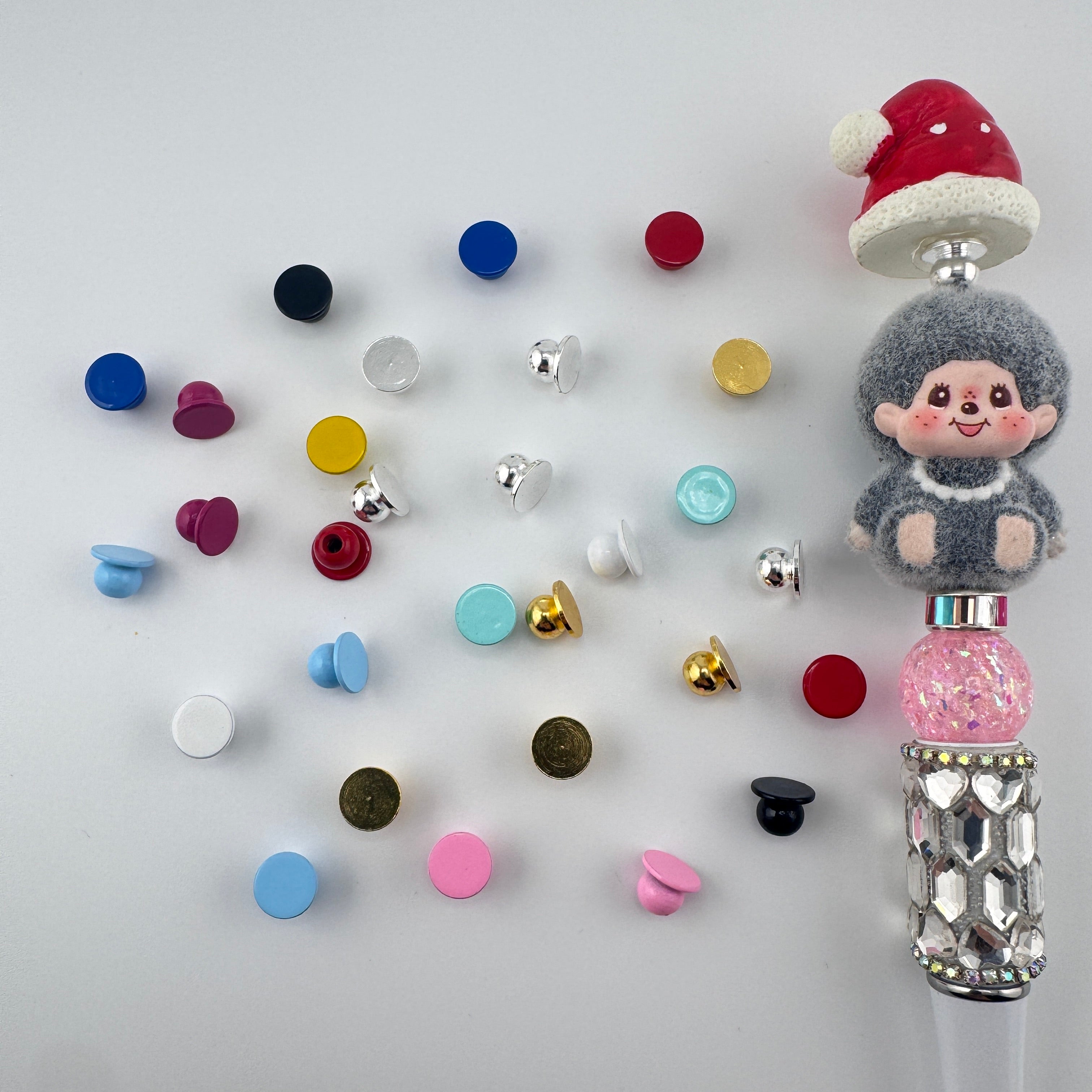 Multi-color Mushroom Metal Topper Beads  For DIY Beadable Pens,No Dolls Or Santa Hats