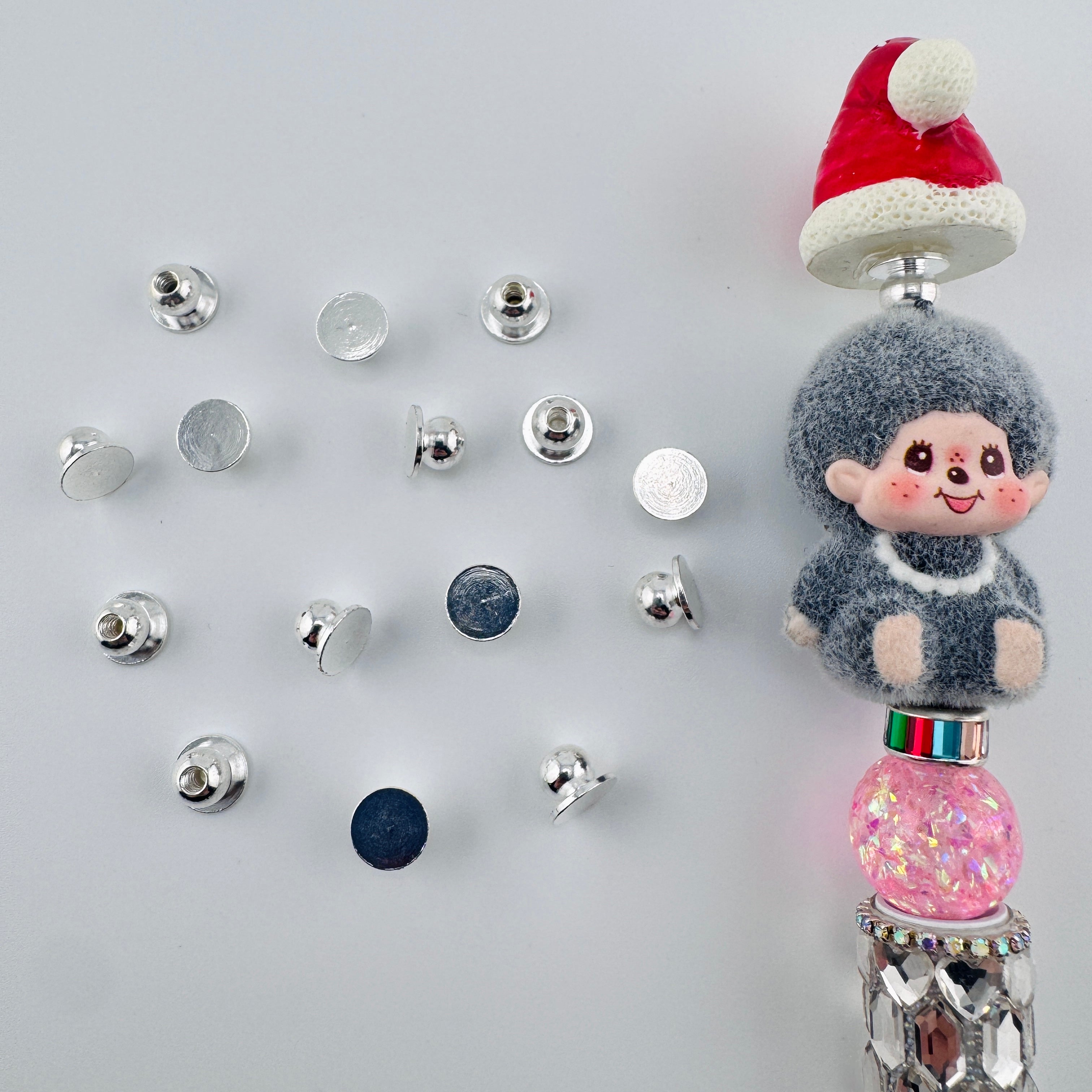 Multi-color Mushroom Metal Topper Beads  For DIY Beadable Pens,No Dolls Or Santa Hats