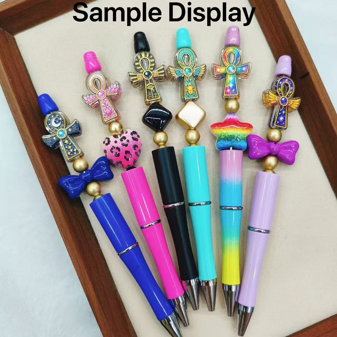Ancient Egyptian Ankh Symbol Themed Patterns Acrylic Focal Beads,For Pen Toppers,Random Mix