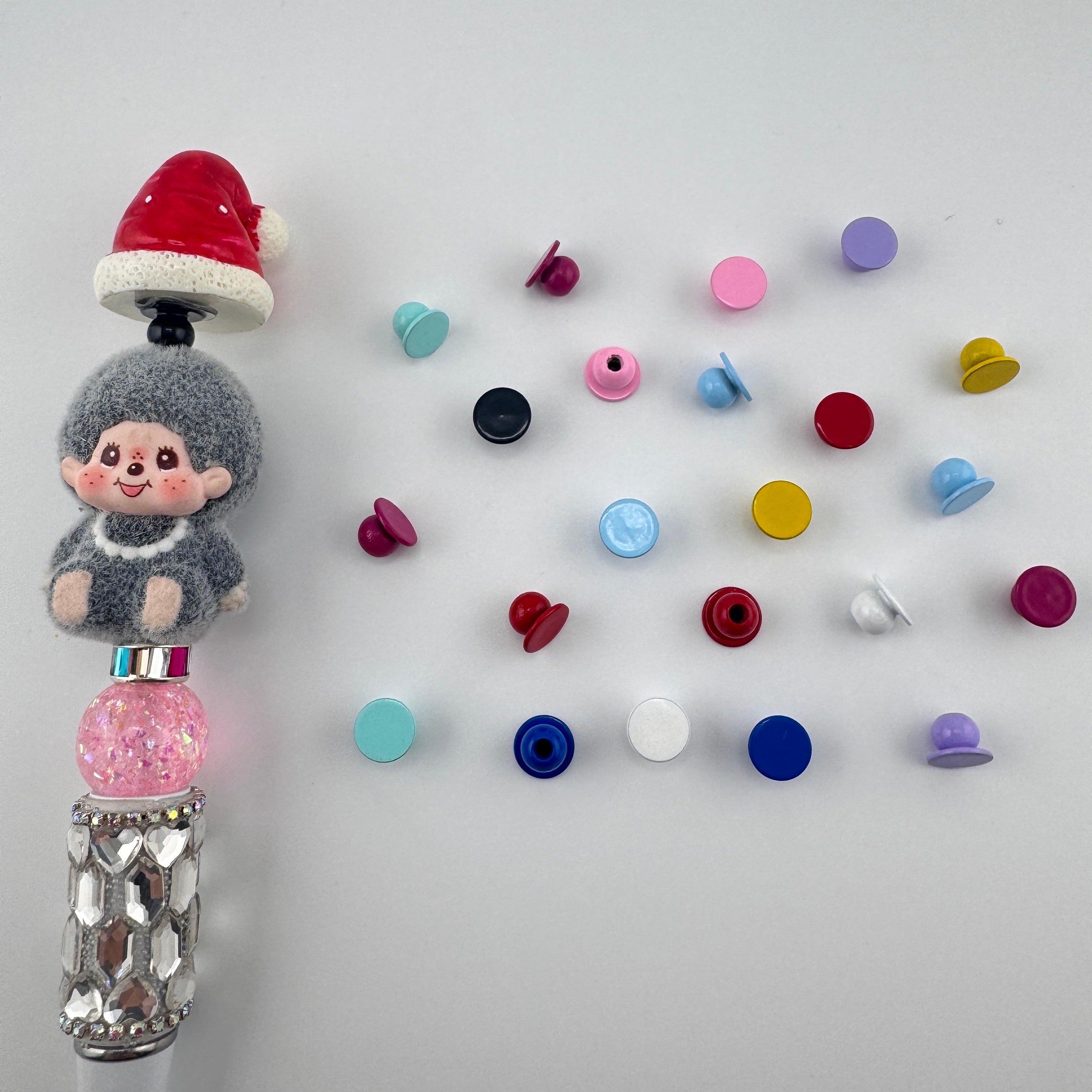 Multi-color Mushroom Metal Topper Beads  For DIY Beadable Pens,No Dolls Or Santa Hats