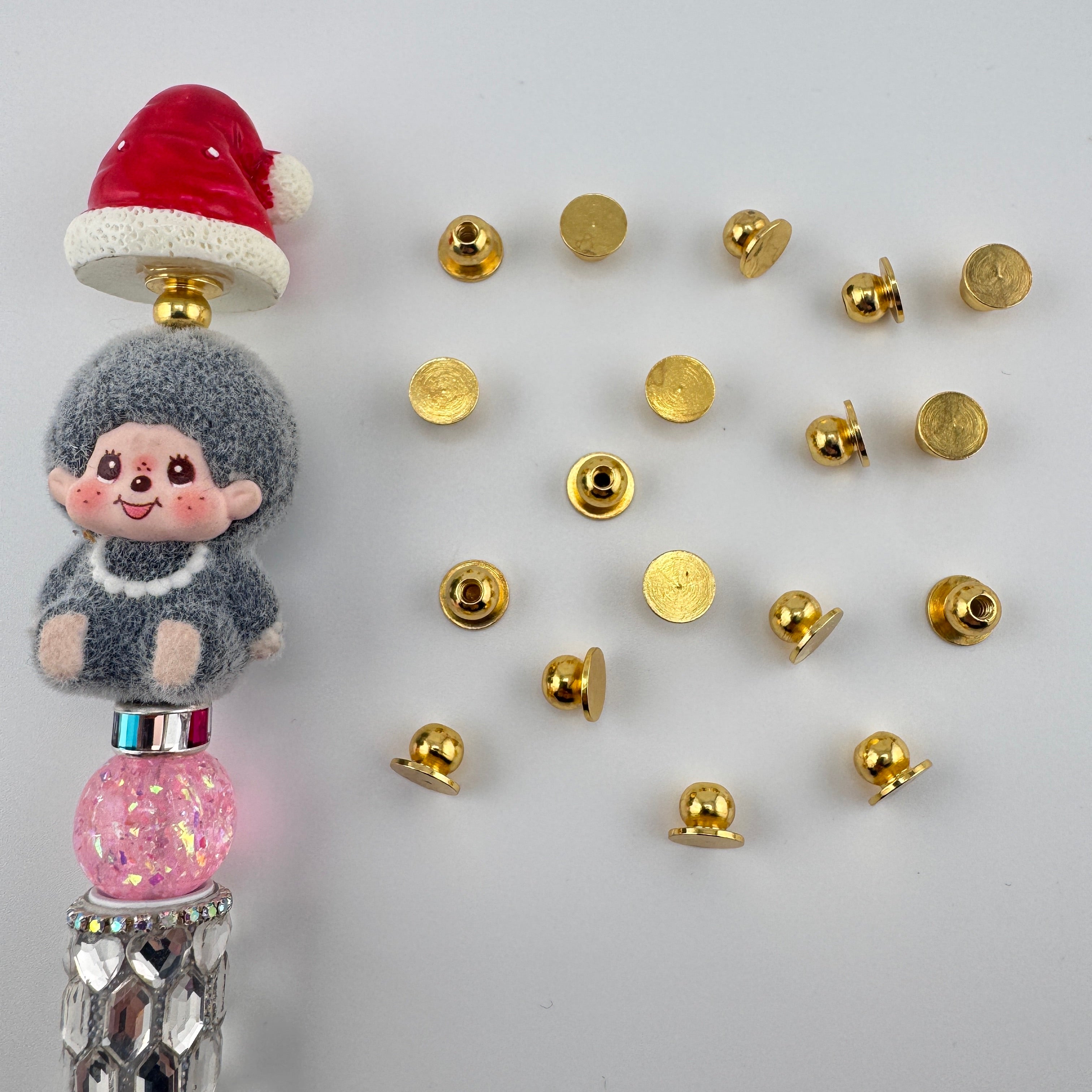 Multi-color Mushroom Metal Topper Beads  For DIY Beadable Pens,No Dolls Or Santa Hats