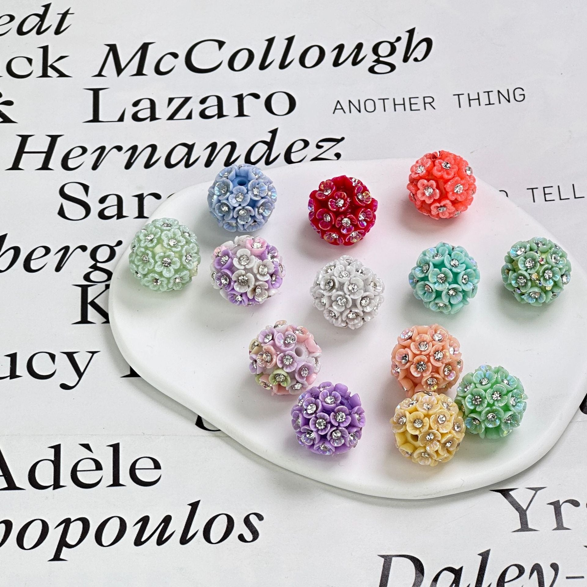 FS1321-14MM Random Mixed Color Flower Diamond Clay Beads Fit For Beadable Pens