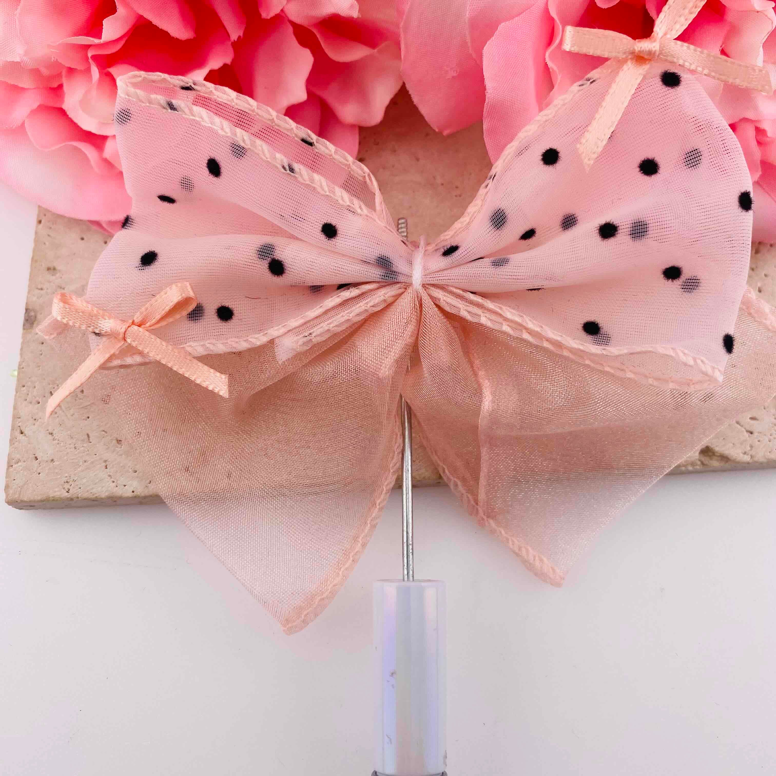 FS19814-About 18*20mm Tulle Polka Dot Bow Fancy Beads