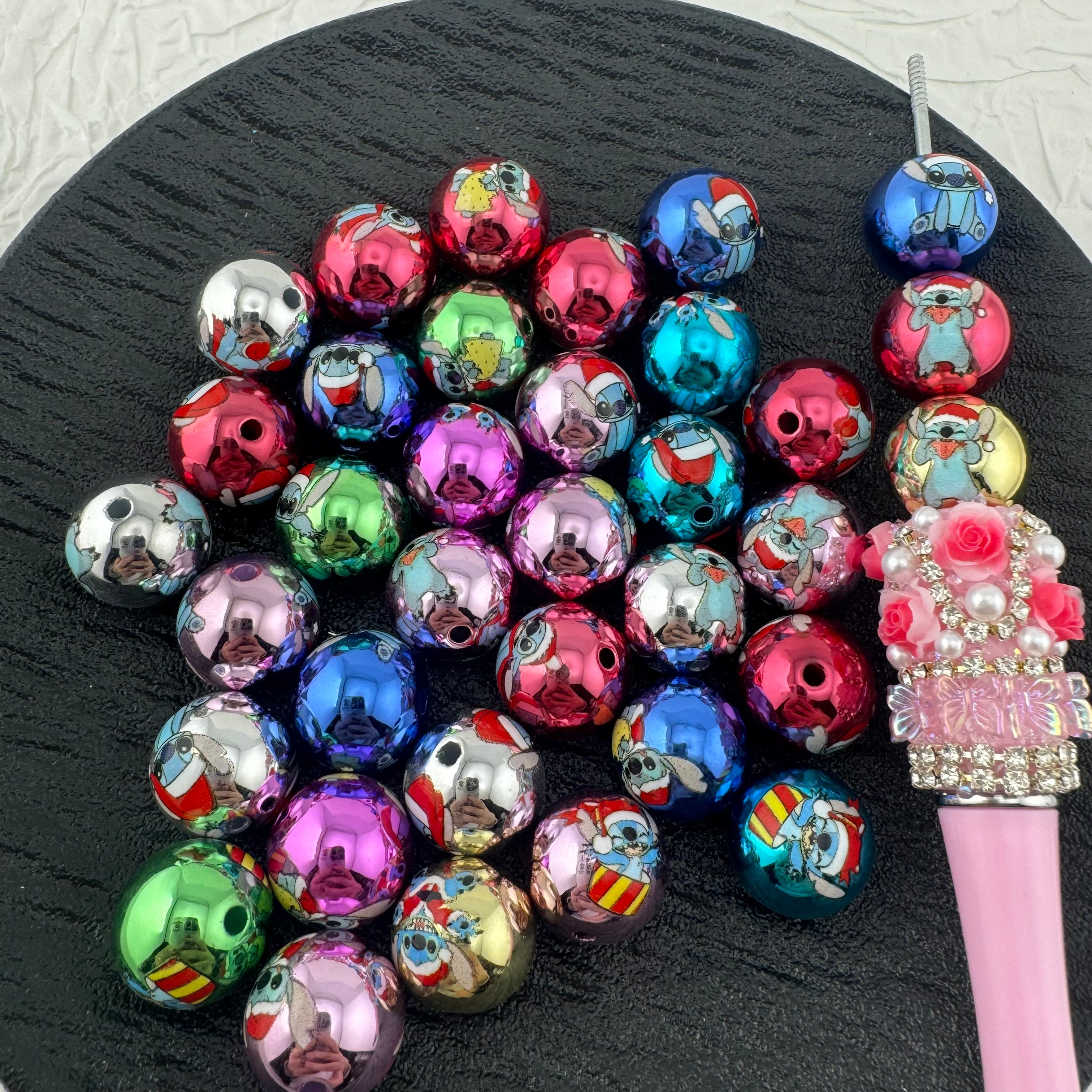 FS2260-16MM Random Mixed Color  Stich UV Shiny Acrylic Beads Fit For Beadable Pens