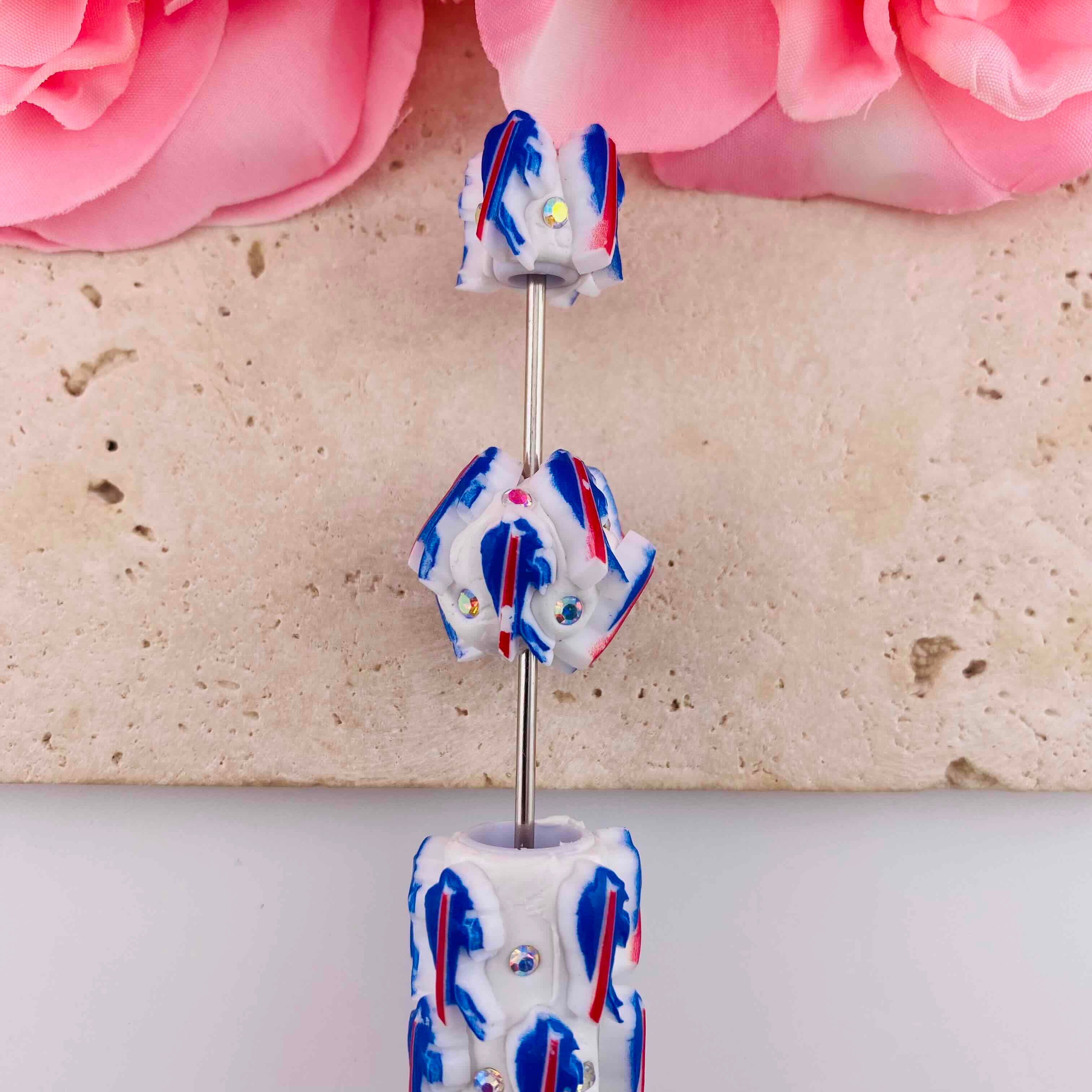 FS19854-About 18*18mm Patriotic Stripe Clay Beads