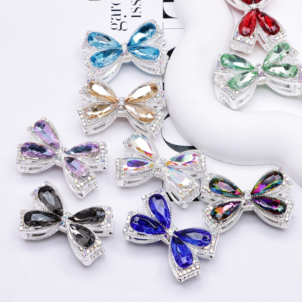 FS4850-About 27×34cm Crystal Glass Rhinestone Bow Metal Beads