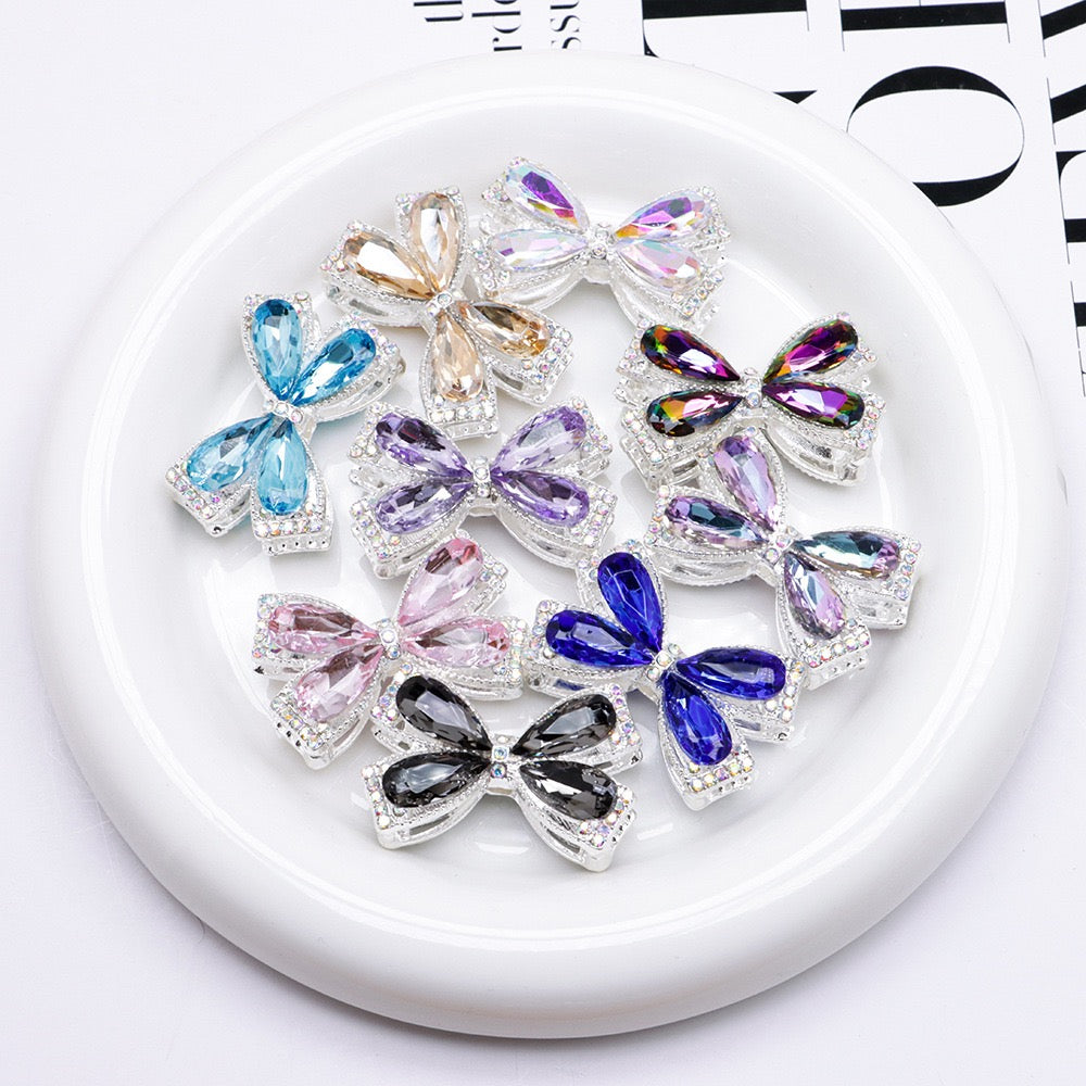 FS4850-About 27×34cm Crystal Glass Rhinestone Bow Metal Beads