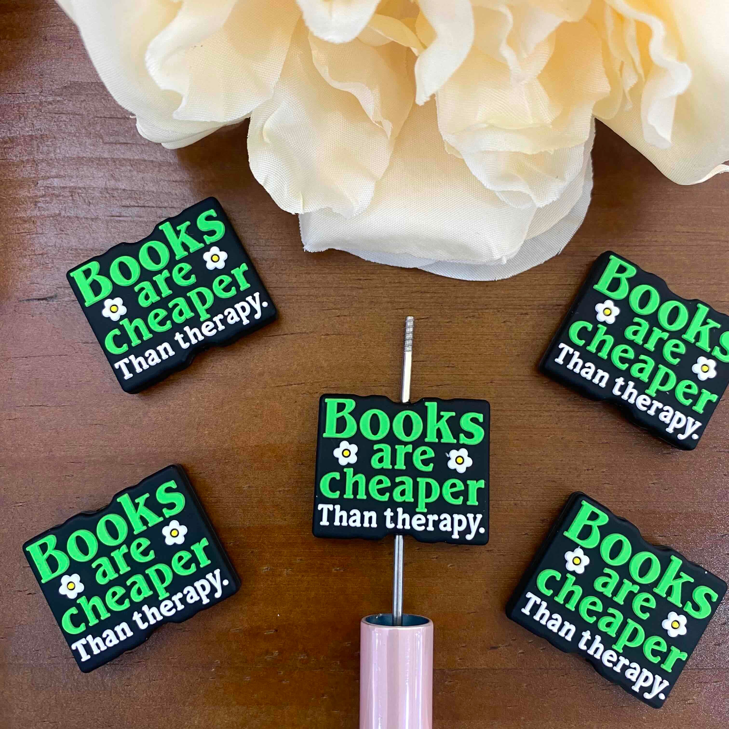 FS20155-Book Lover Quote Flat Silicone Focal Beads