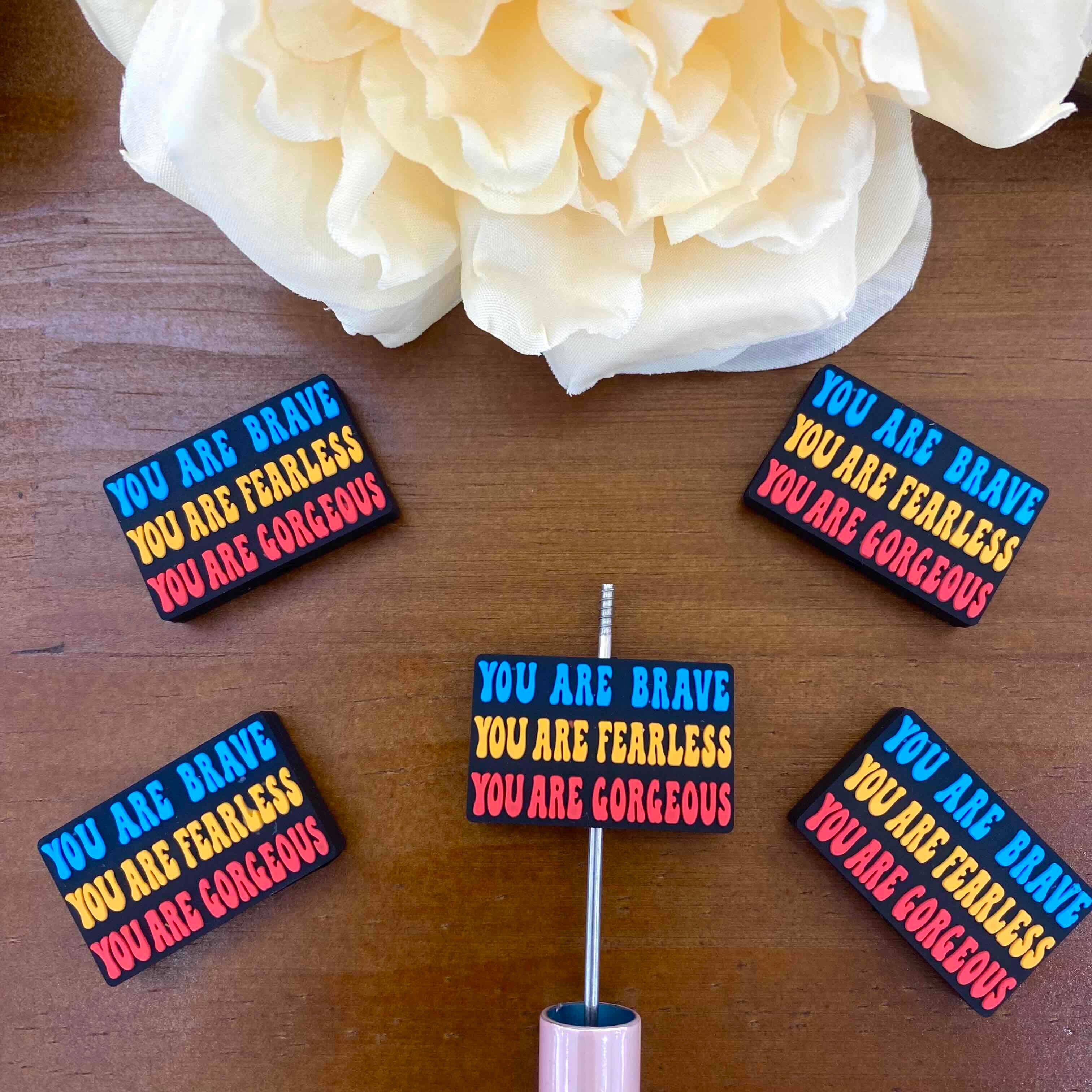 FS20129-Positive Affirmation Quote Flat Silicone Focal Beads