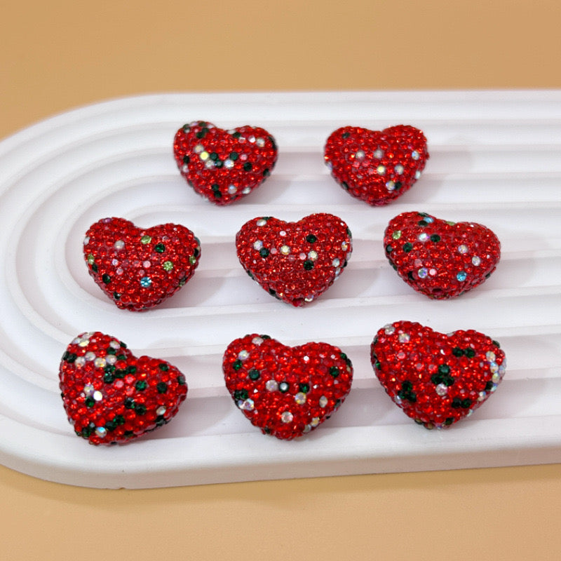 FS2457-18mm*24mm Sparkling Clay Heart Beads Fit For Beadable Pens