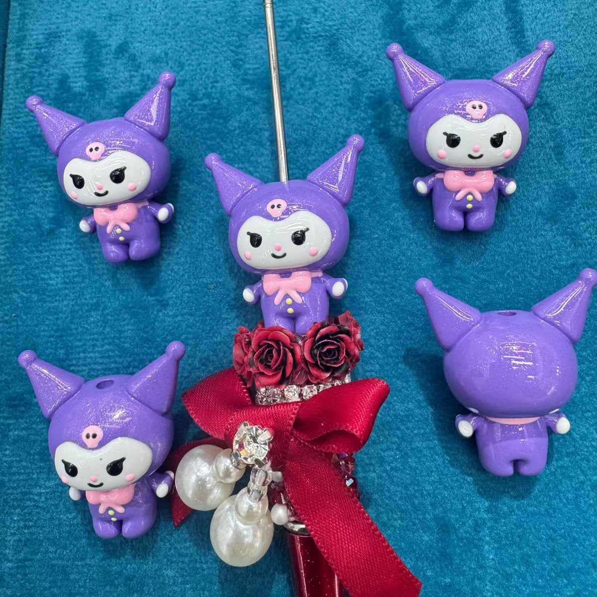 3D kuromi Acrylic Hand Painted Beads For Beadable Pens Keychain Jewelry Making
