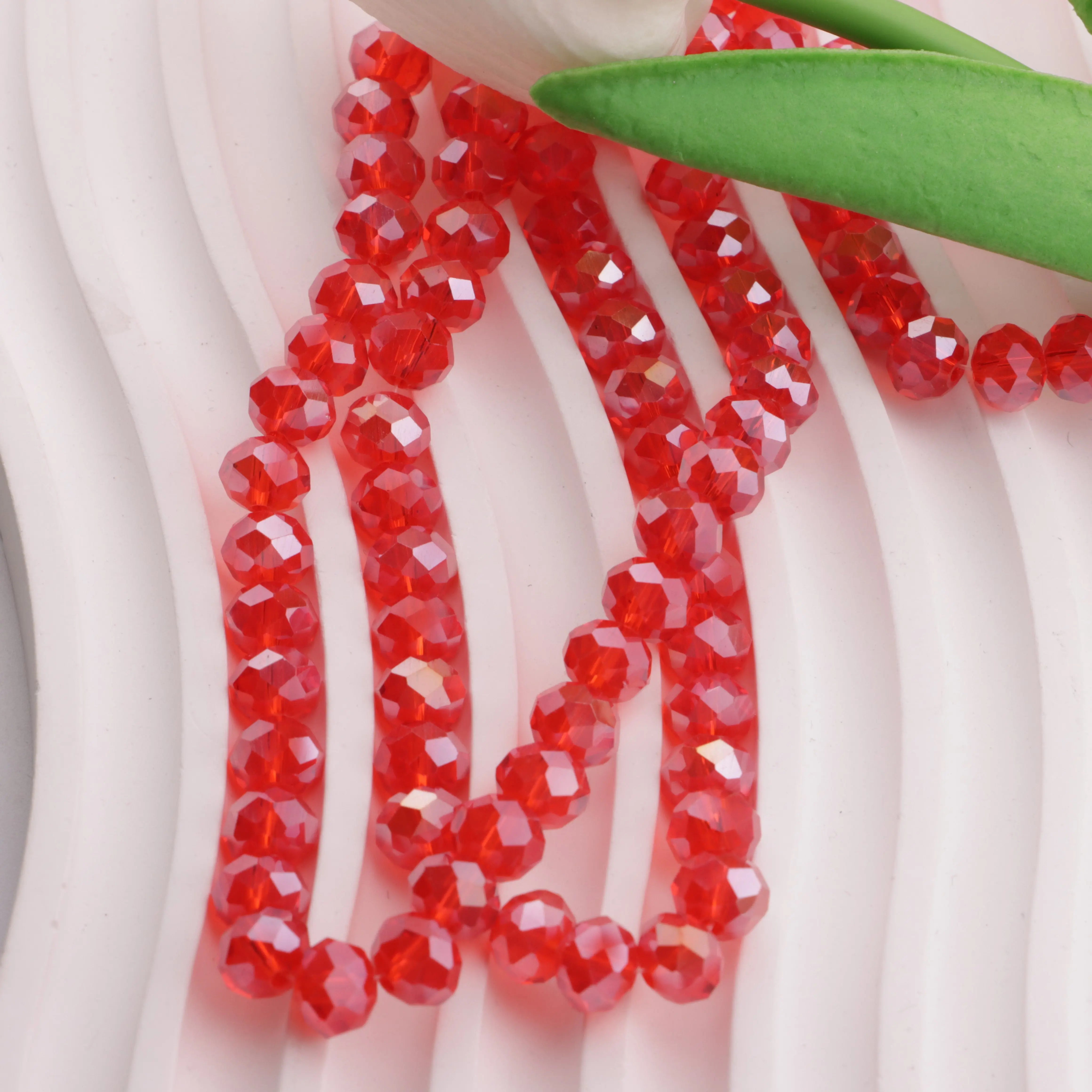 FS2525-8mm Christmas Red AB Crystal Glass Beads Christmas Red Glass Beads - Zoe DIY Wholesale