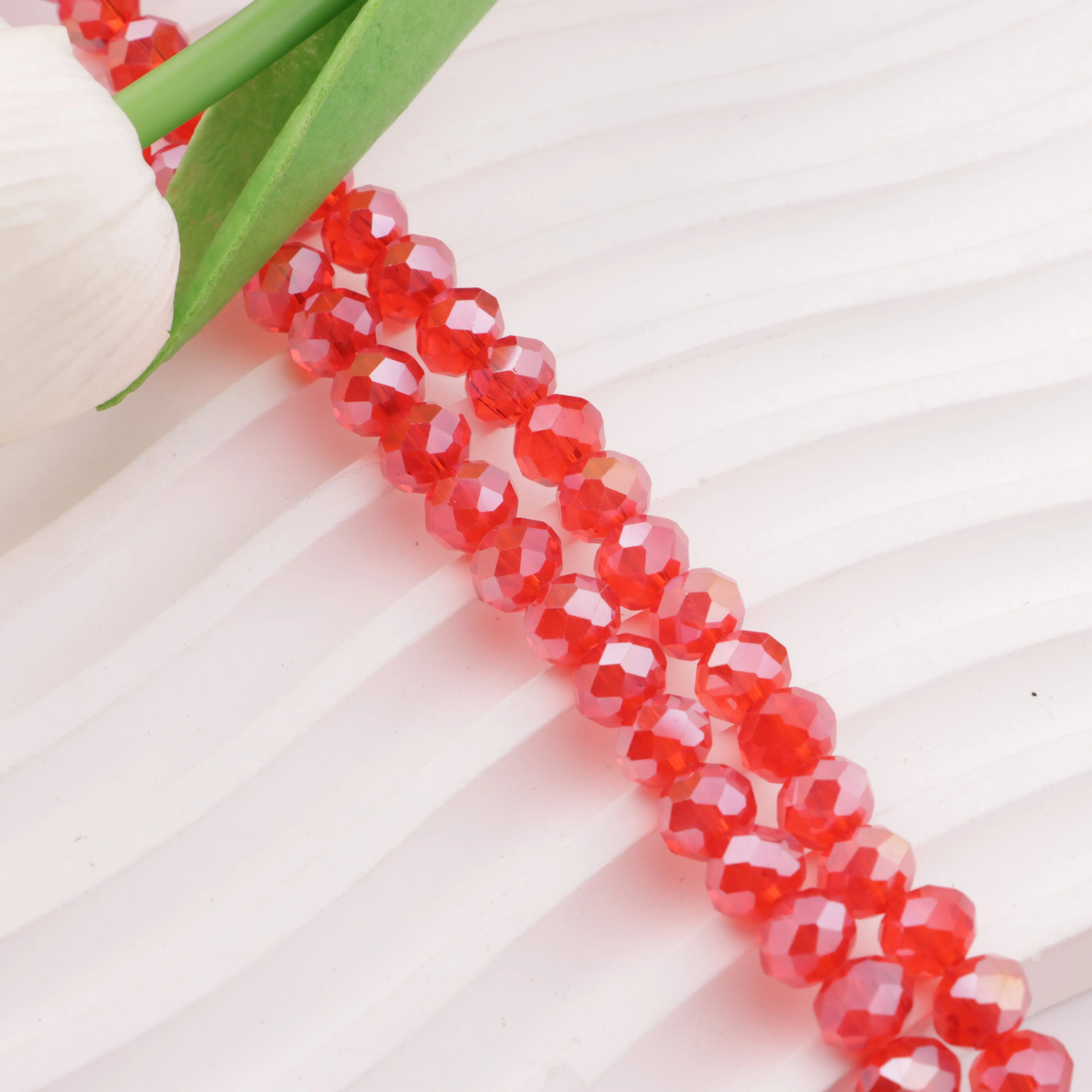 FS2525-8mm Christmas Red AB Crystal Glass Beads Christmas Red Glass Beads - Zoe DIY Wholesale
