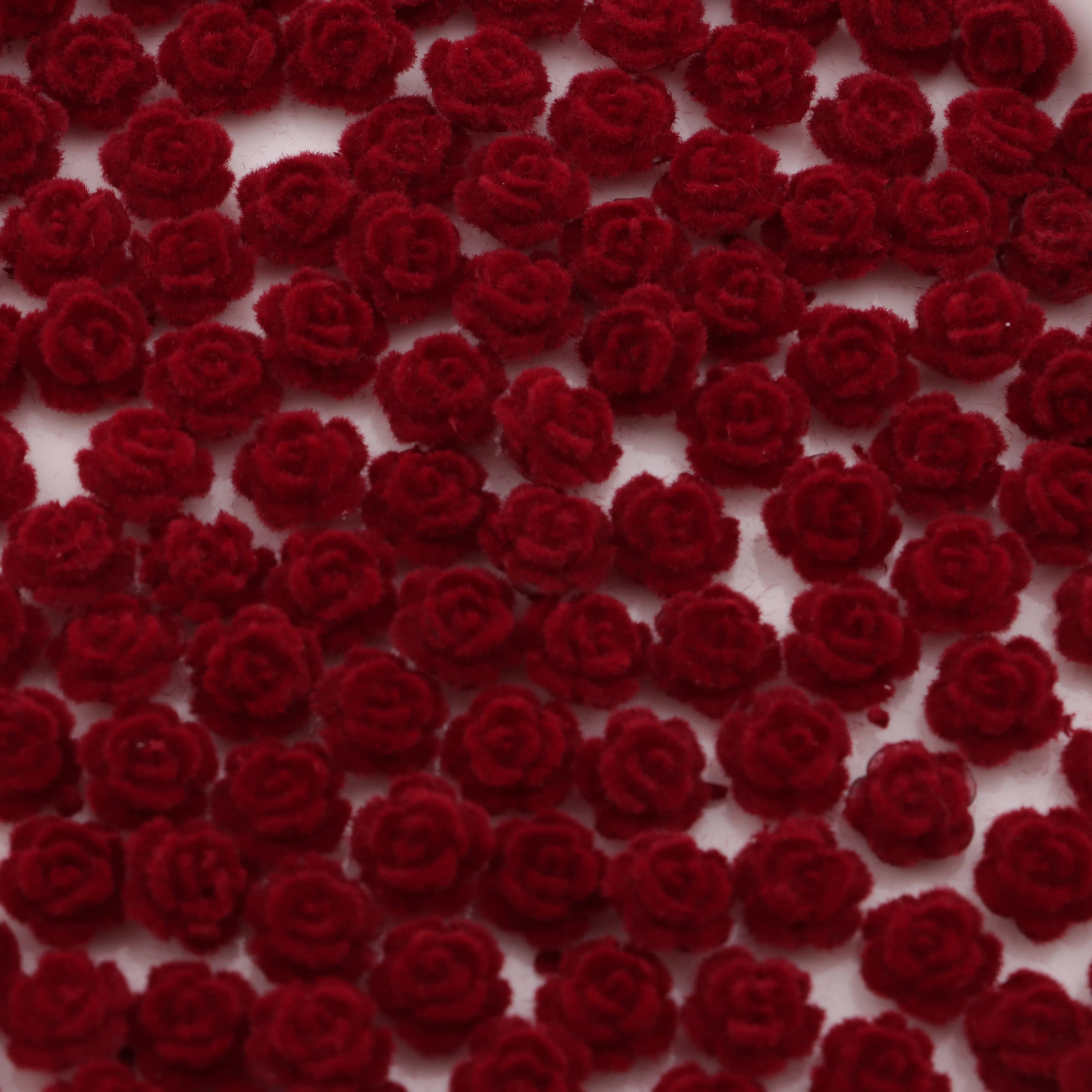 8mm Flocked Rose Flower Charms Flocked Rose Zoe's DIY Shop