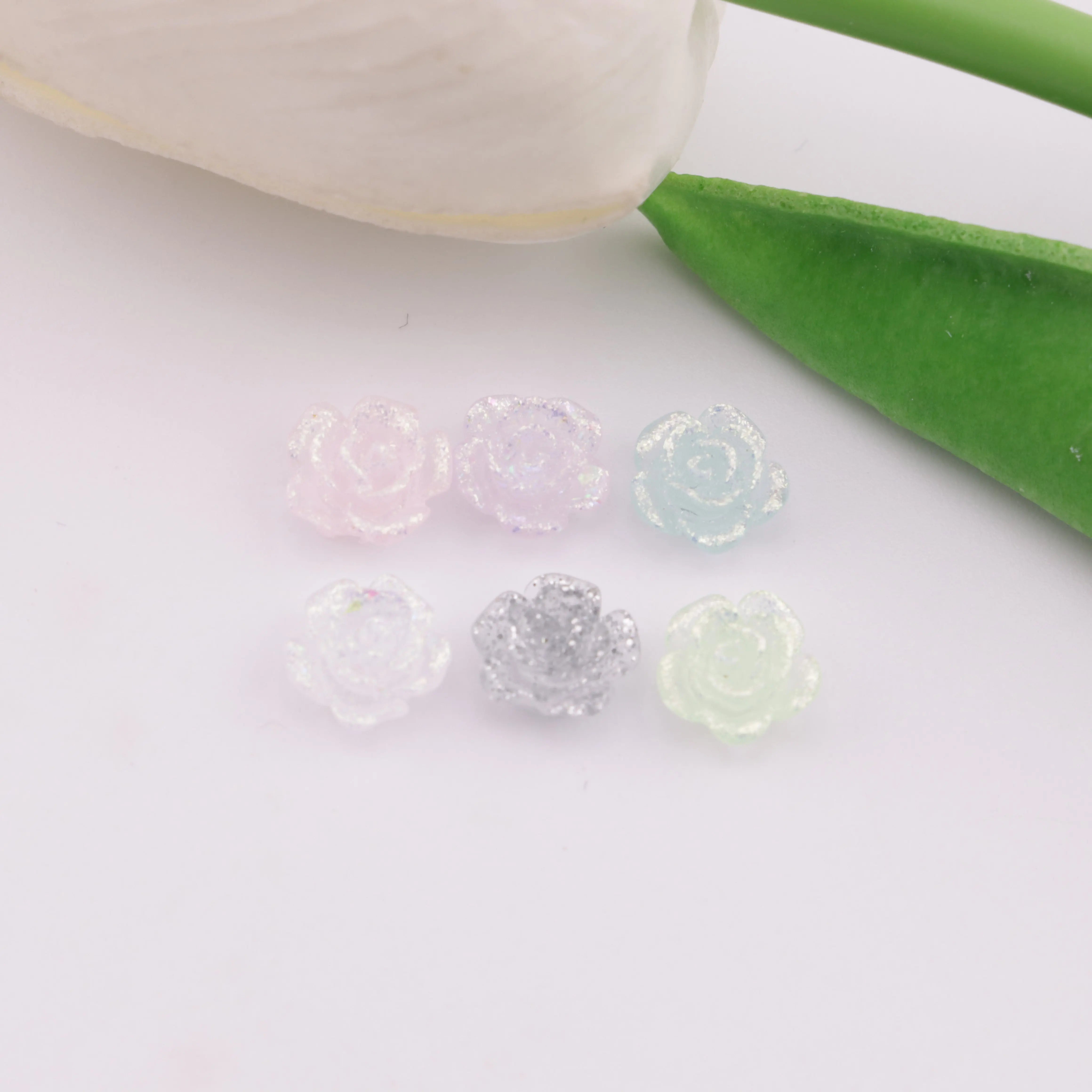8mm Rose Charms Glitter Translucent Rose Patches Zoe's DIY Shop