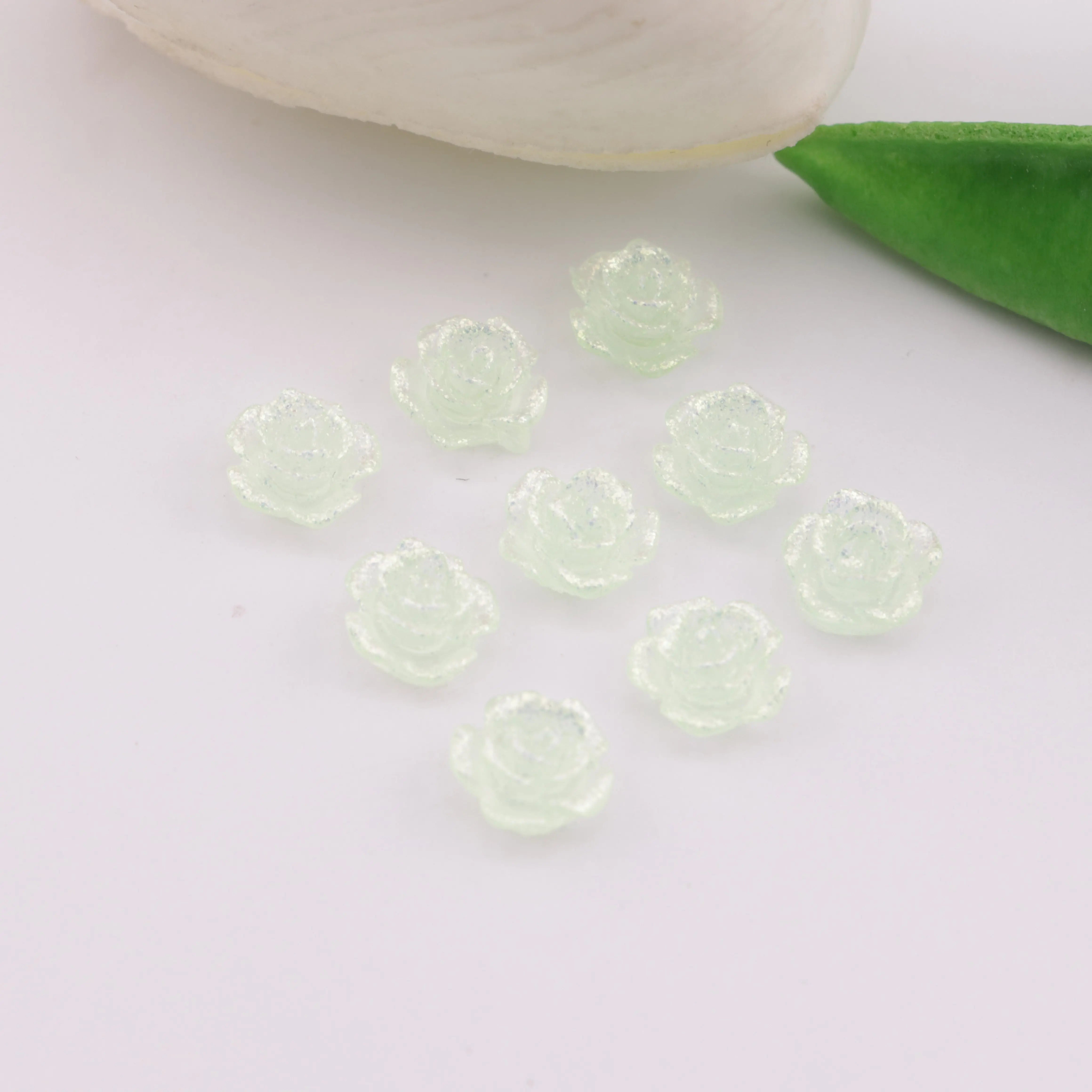 8mm Rose Charms Glitter Translucent Rose Patches Zoe's DIY Shop