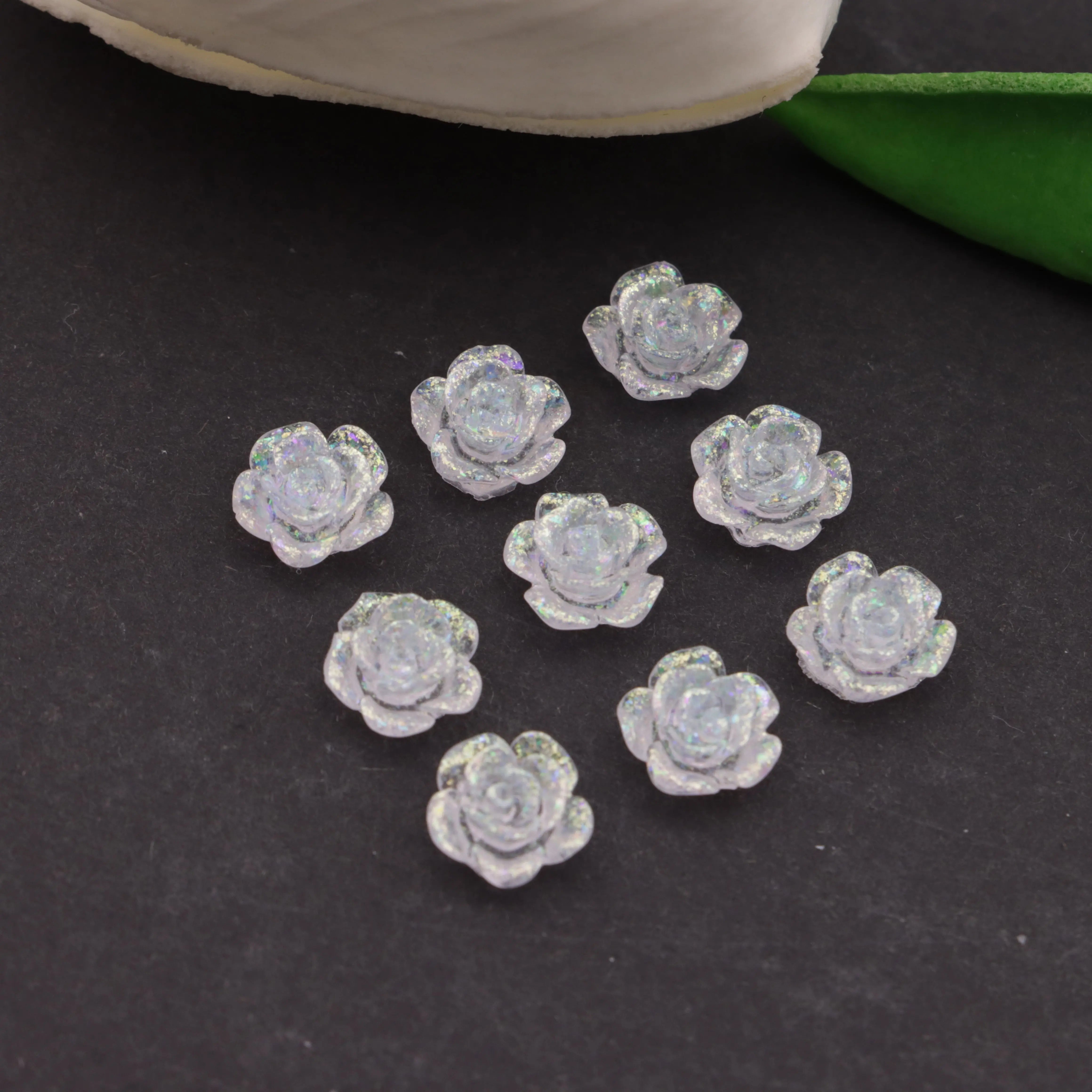 8mm Rose Charms Glitter Translucent Rose Patches Zoe's DIY Shop