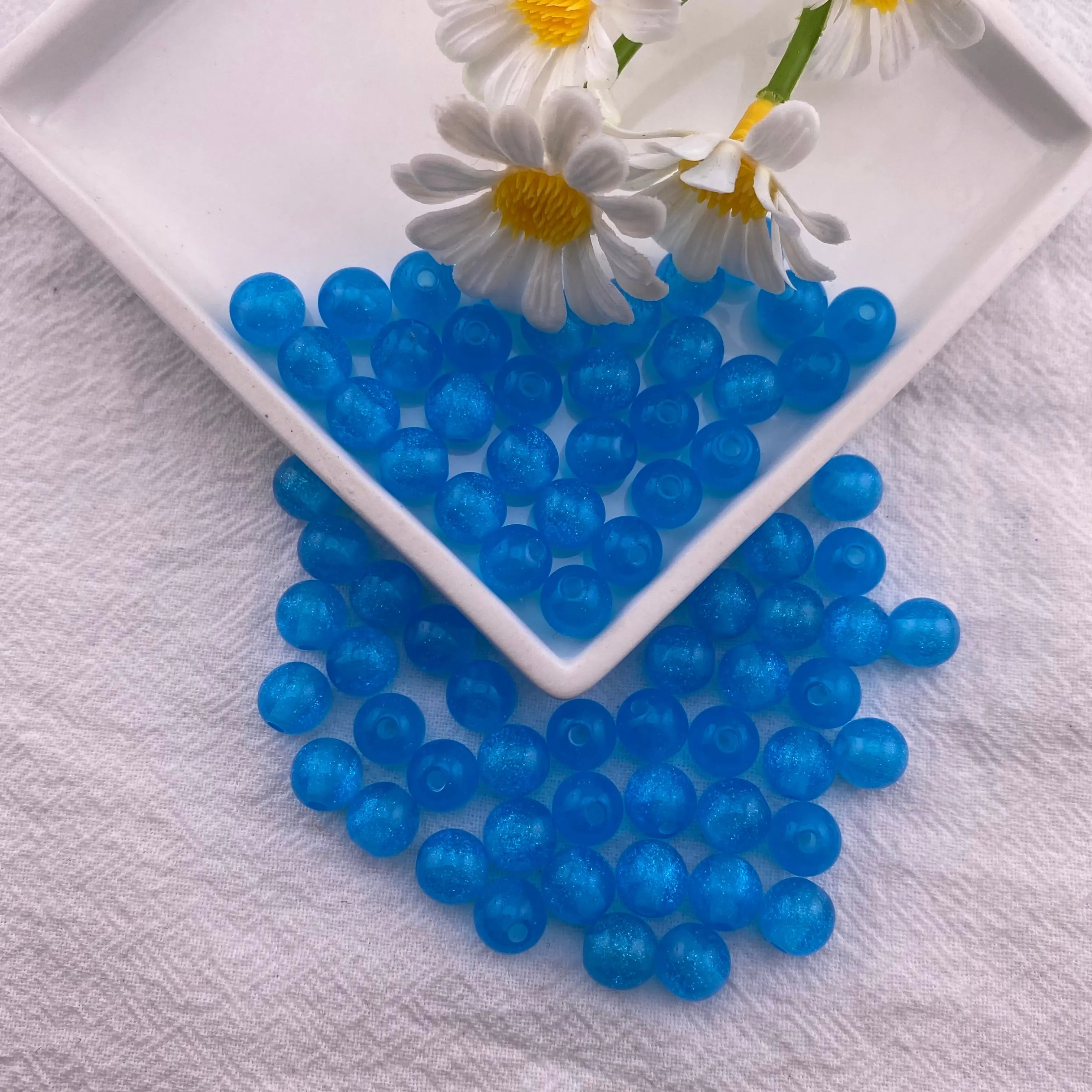 FS3552-8mm Round Resin Beads with Glitter Powder Imitation Cat Eye Beads Loose Ball Spacer Beads for DIY Jewelry Bracelet Necklace Earring Making - Zoe DIY Wholesale