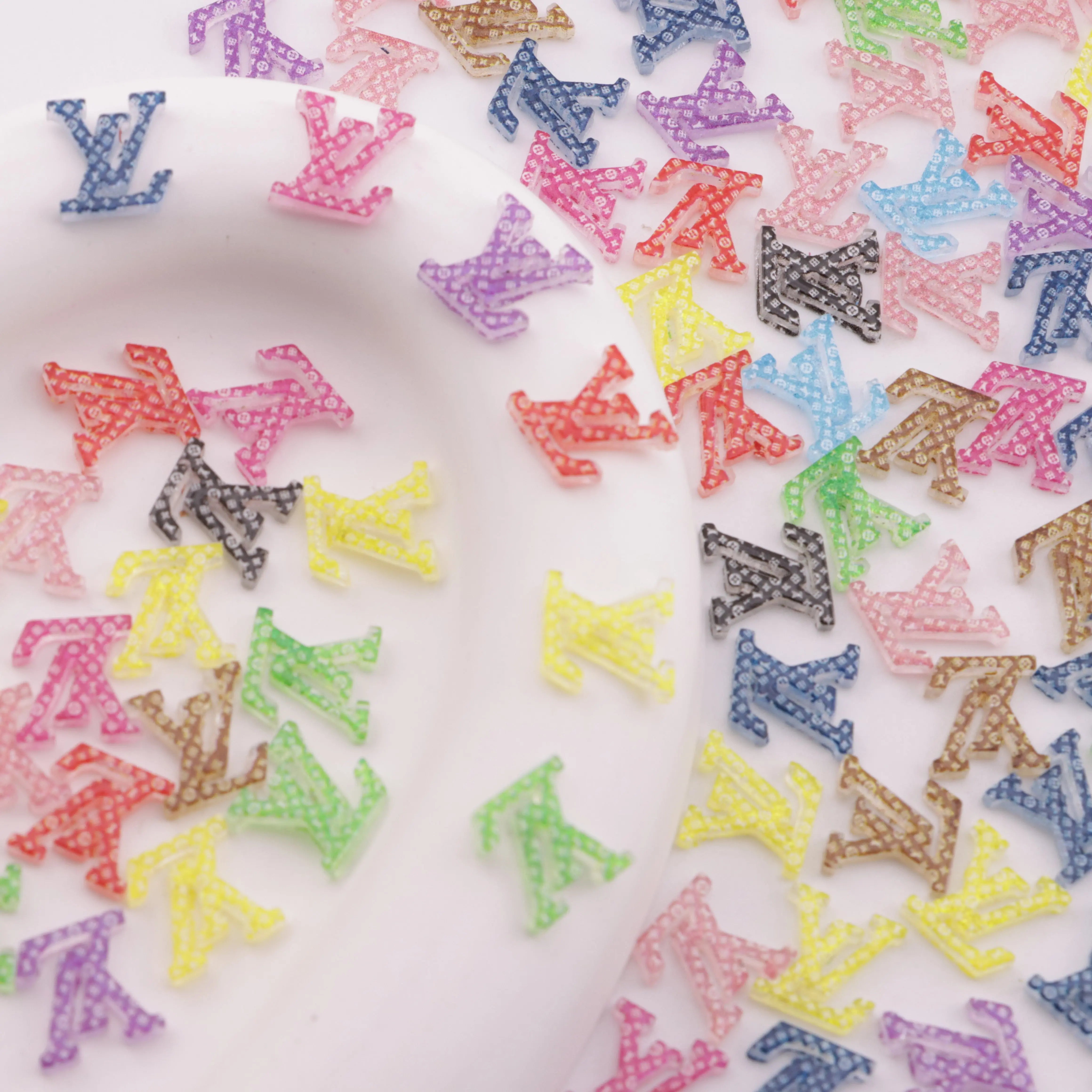 9.5×10MM LV Colourful Charms LV Small Pattern Printed Patch Zoe's DIY Shop