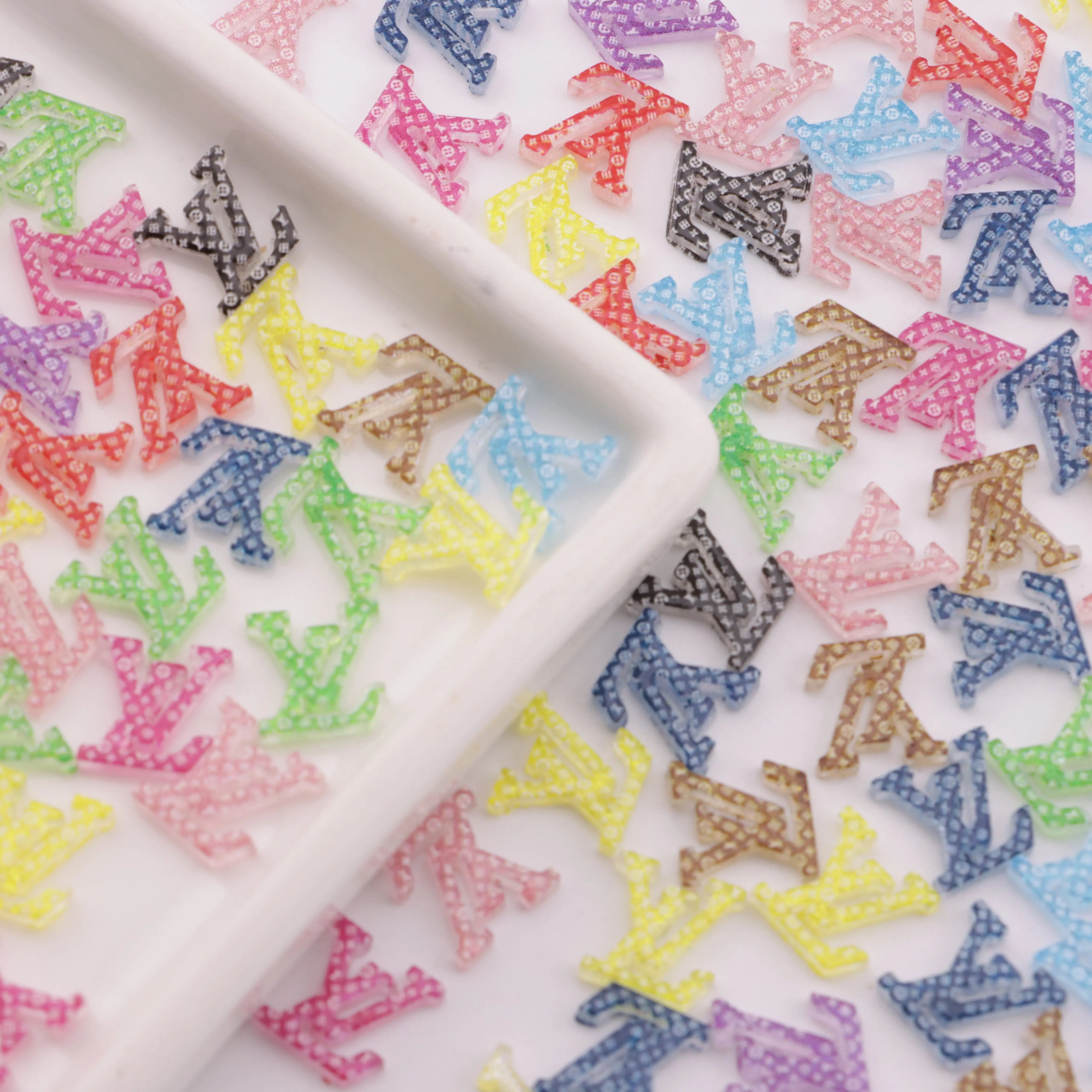 9.5×10MM LV Colourful Charms LV Small Pattern Printed Patch Zoe's DIY Shop
