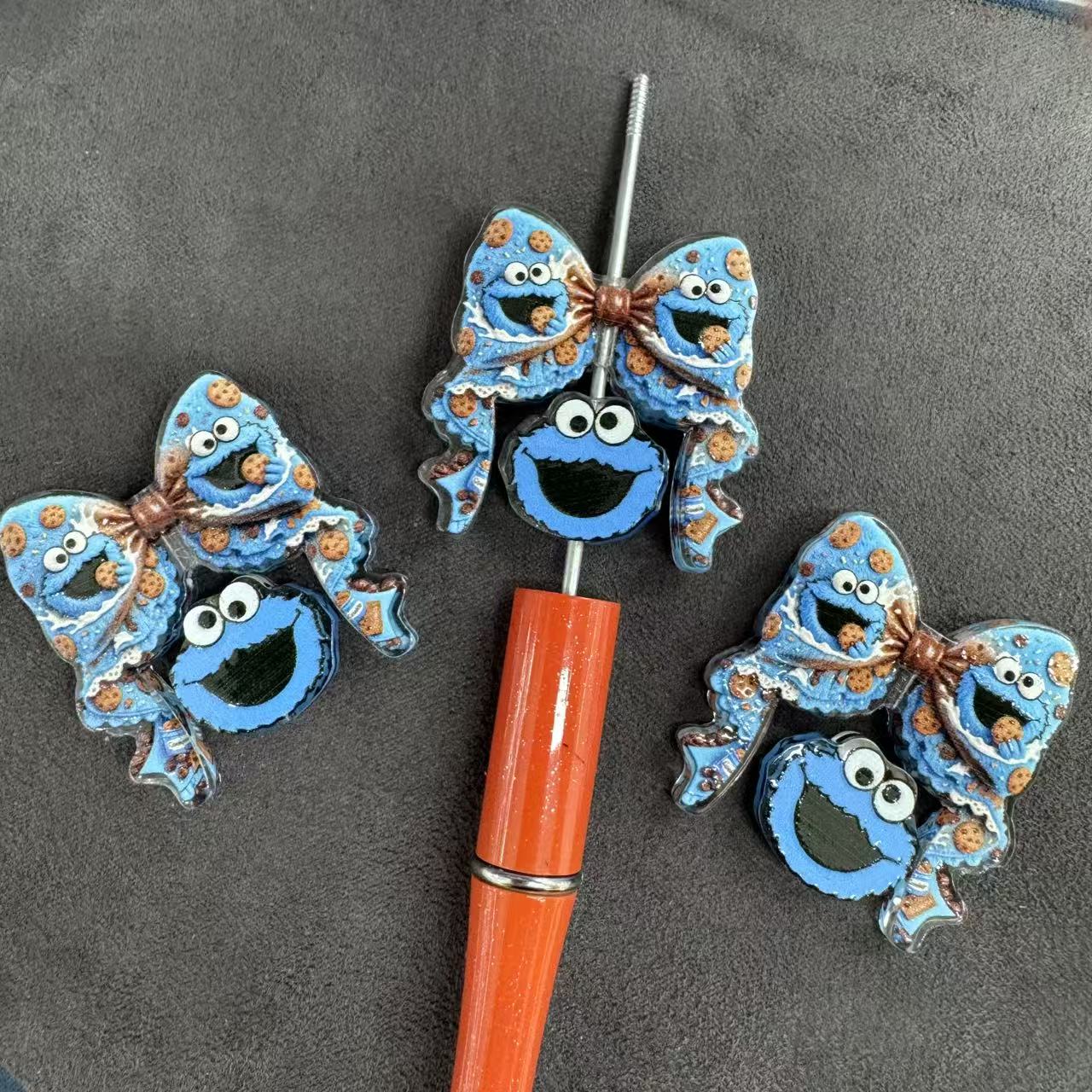 Cookie Monster Acrylic Bow Beads