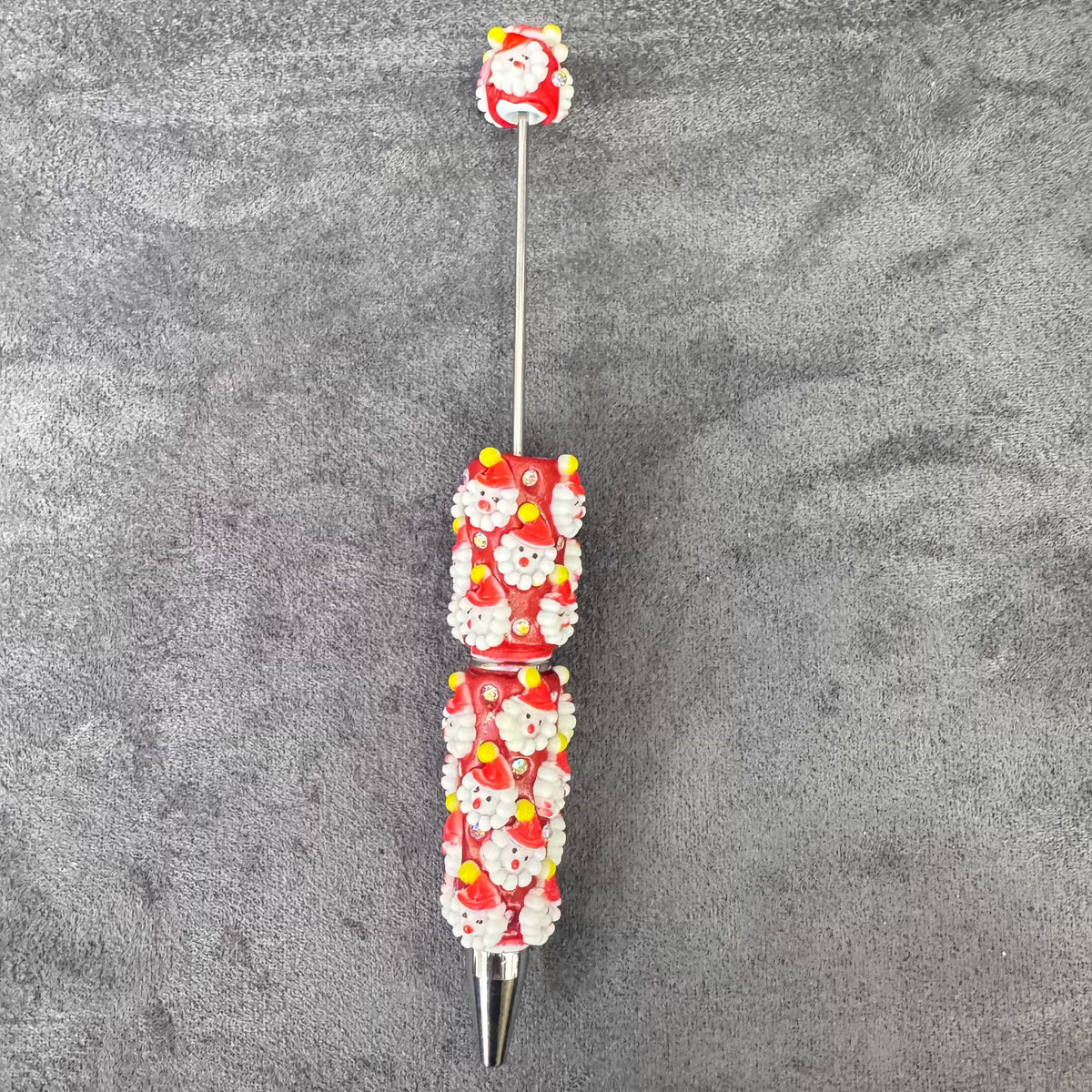 Gingerbread Man Santa Claus Tree and AB Rhinestones Beadable Clay Pens, Christmas Series,Red Clay Base