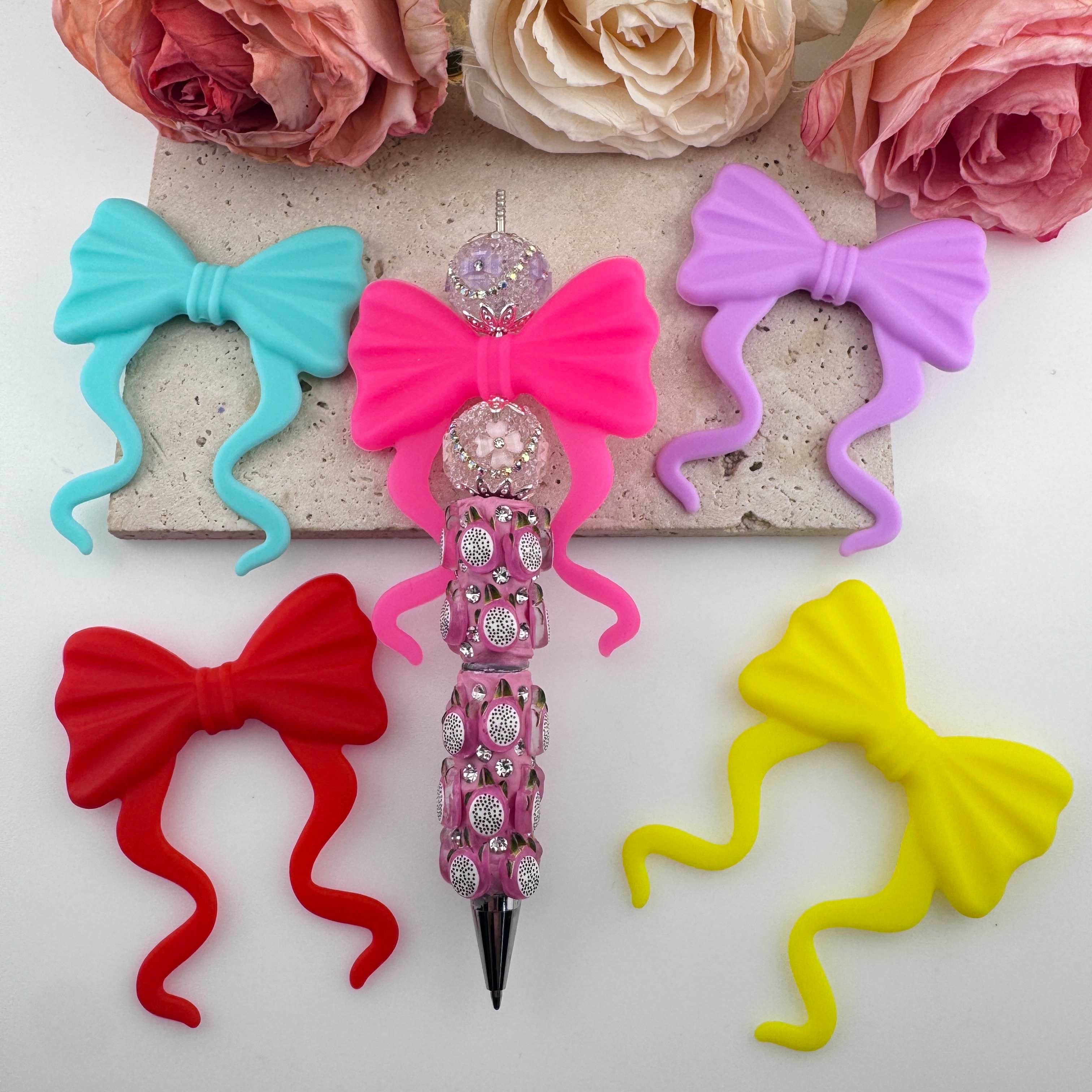 FS19388-About 60×70mm Silicone Bow Beads