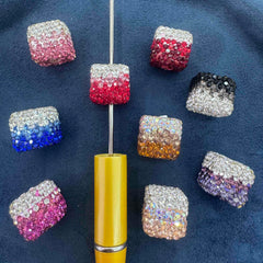 FS20230-16mm  Gradient color Rhinestone Clay Cube Beads