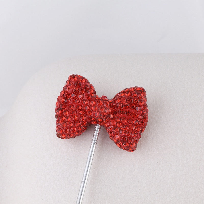 Bling Bling Multi-Color Clay Bow Beads with Shiny Rhinestones,