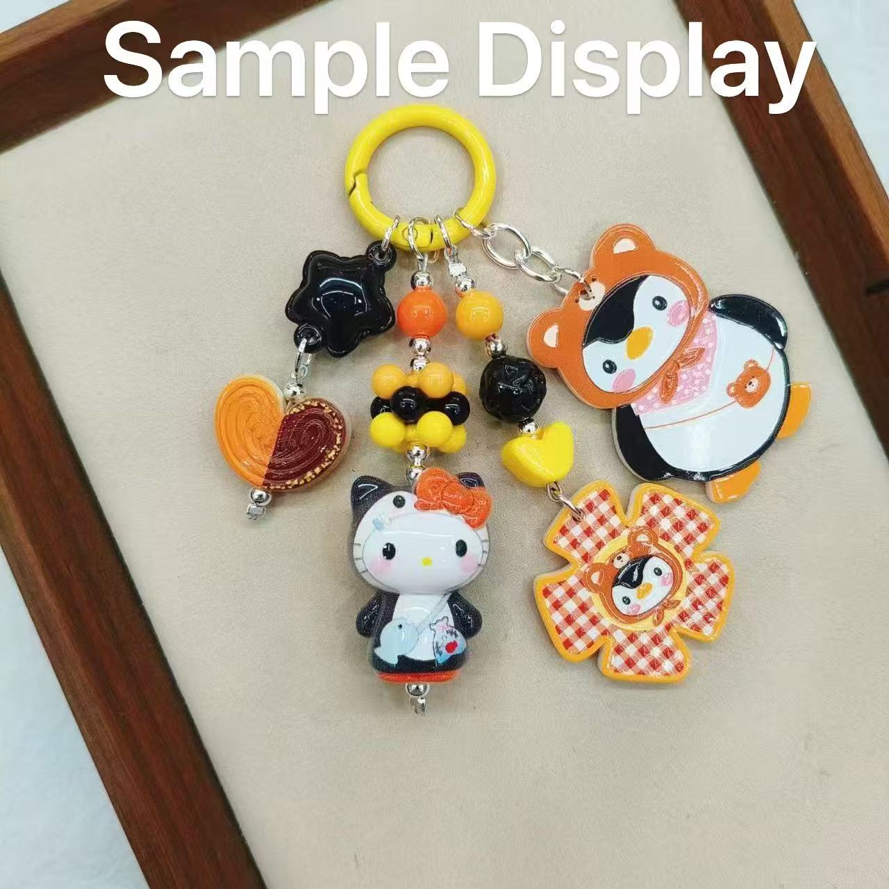 3D Cute Cat Acrylic Beads In Different Outfits For Pen Toppers Decoration And Keychains Random Mix