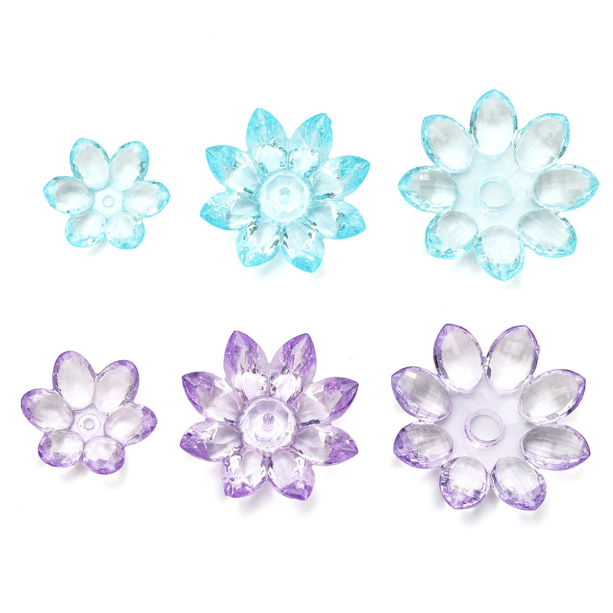 FS2307-Clear Color Lotus Flower (1 Set=24MM Size  +34MM Size +38MM Size )