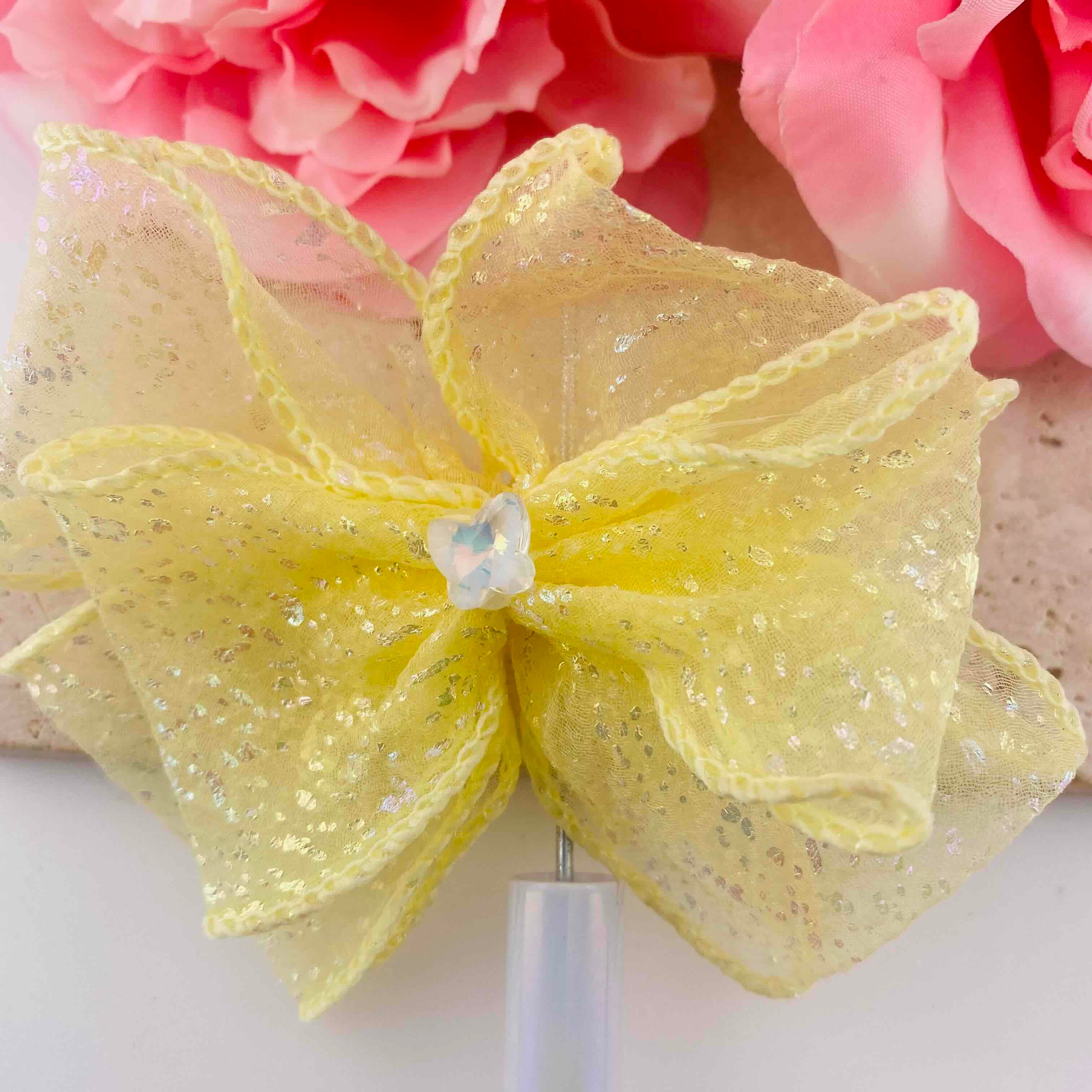FS19813-About 18*19mm Glitter Tulle Bow Fancy Beads